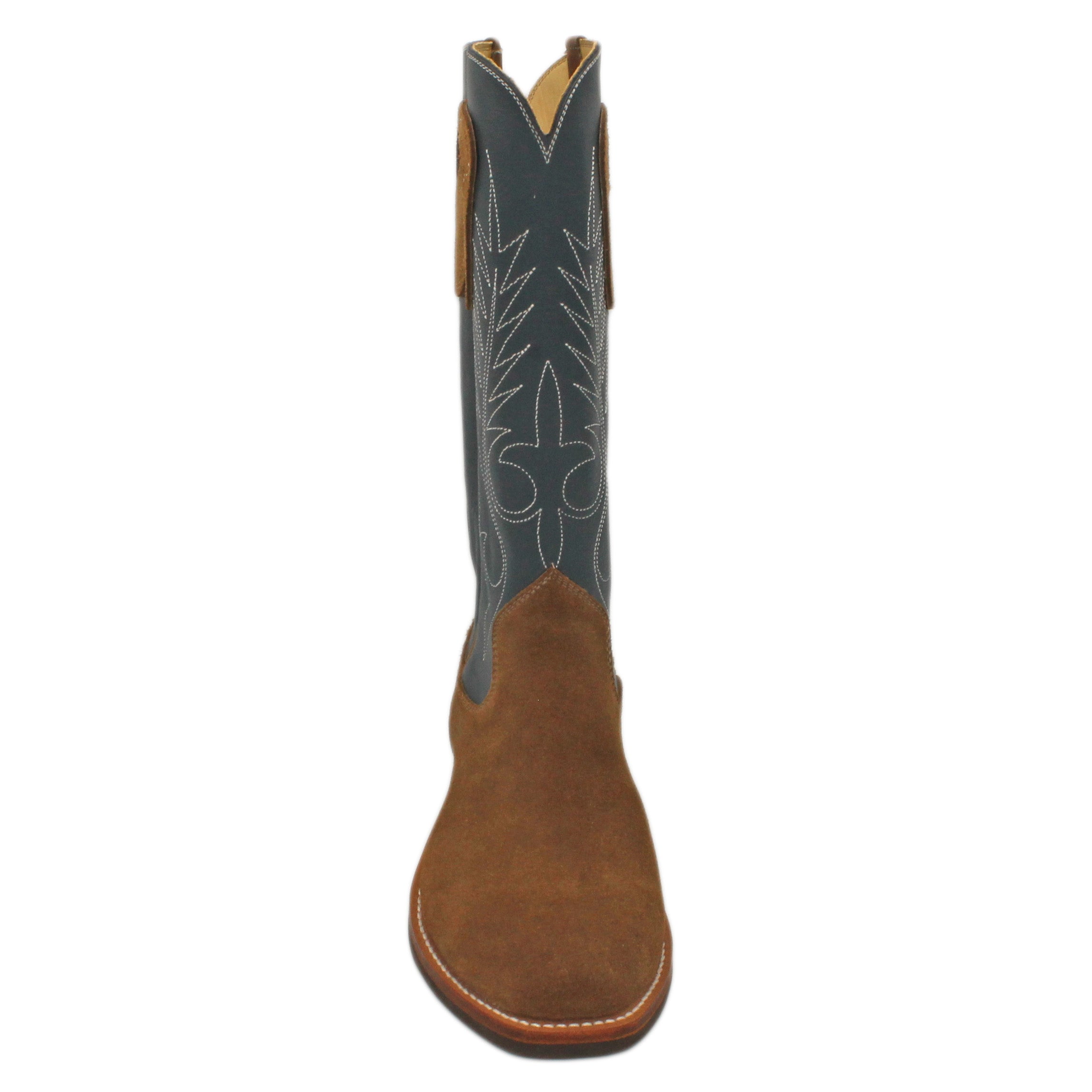 14" Blue Upper w/ Beck Classic Stitching
Saddle Timberjack Rough Out Steer Vamp
Regular Forties Square Toe
Slightly Tapered Heel