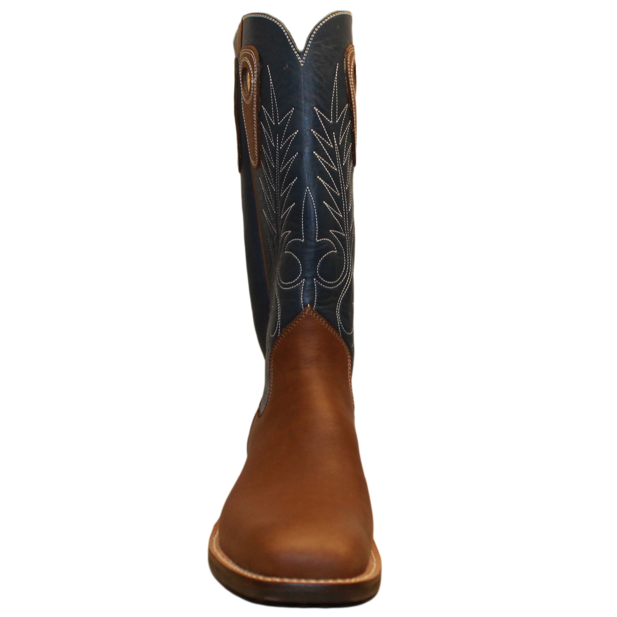 14" Blue Upper w/ Beck Classic Stitching
Saddle Timberjack Steer Vamp
Wide French Square Toe
Slightly Tapered Heel