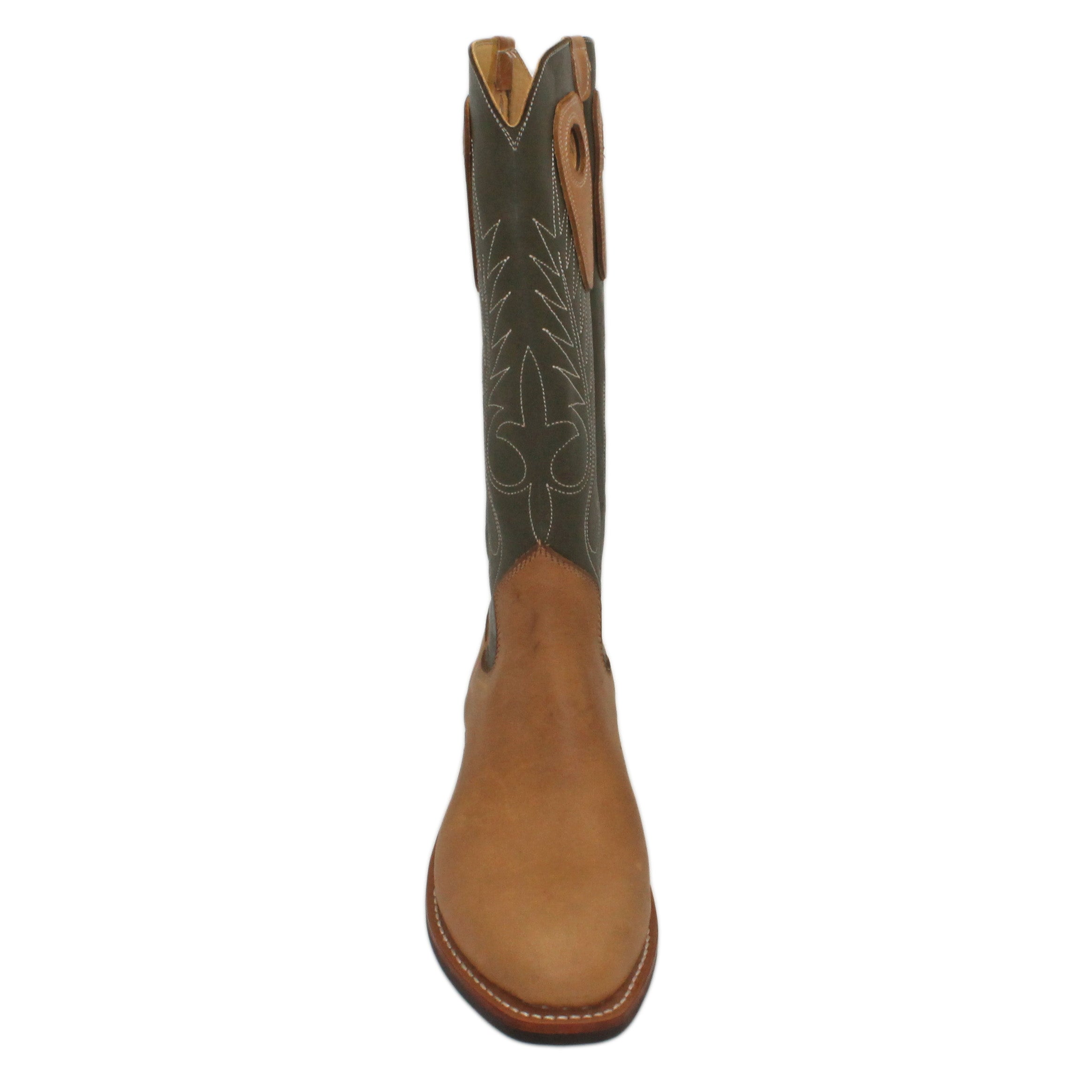14" Forest Upper w/ Beck Classic Stitching
Buckskin Steer Vamp
Regular French Square Toe
Slightly Tapered Heel