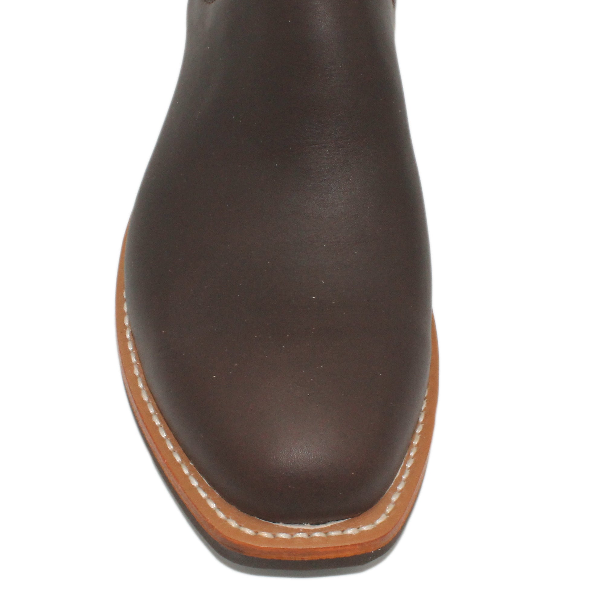 12" Brown Upper w/ Loops Stitching
Brown Timberjack Steer Vamp
Regular French Square Toe
Slightly Tapered Heel