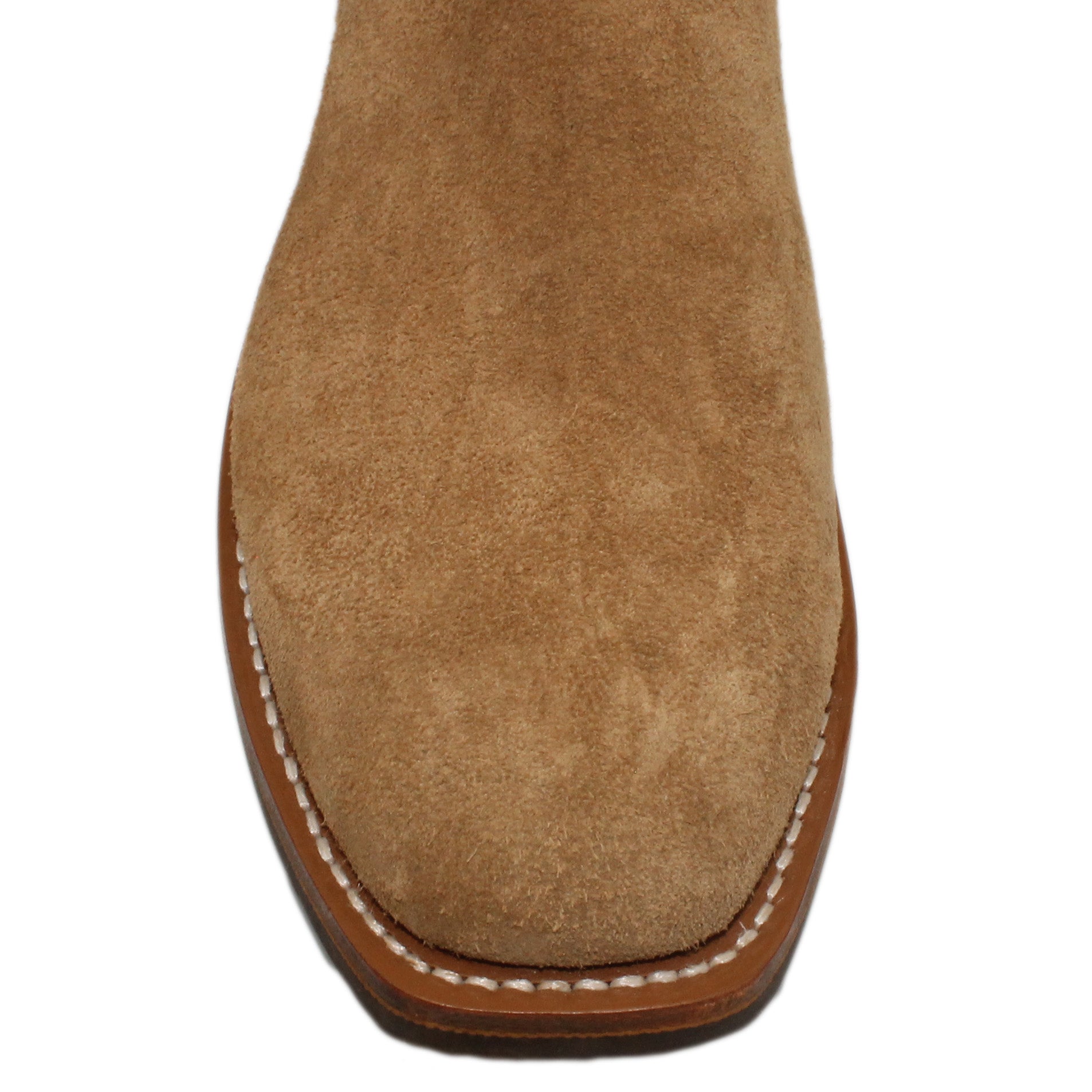 14" Blue Upper w/ Beck Classic Stitching
Buckskin Steer Rough Out Vamp
Wide French Square Toe
Block Heel