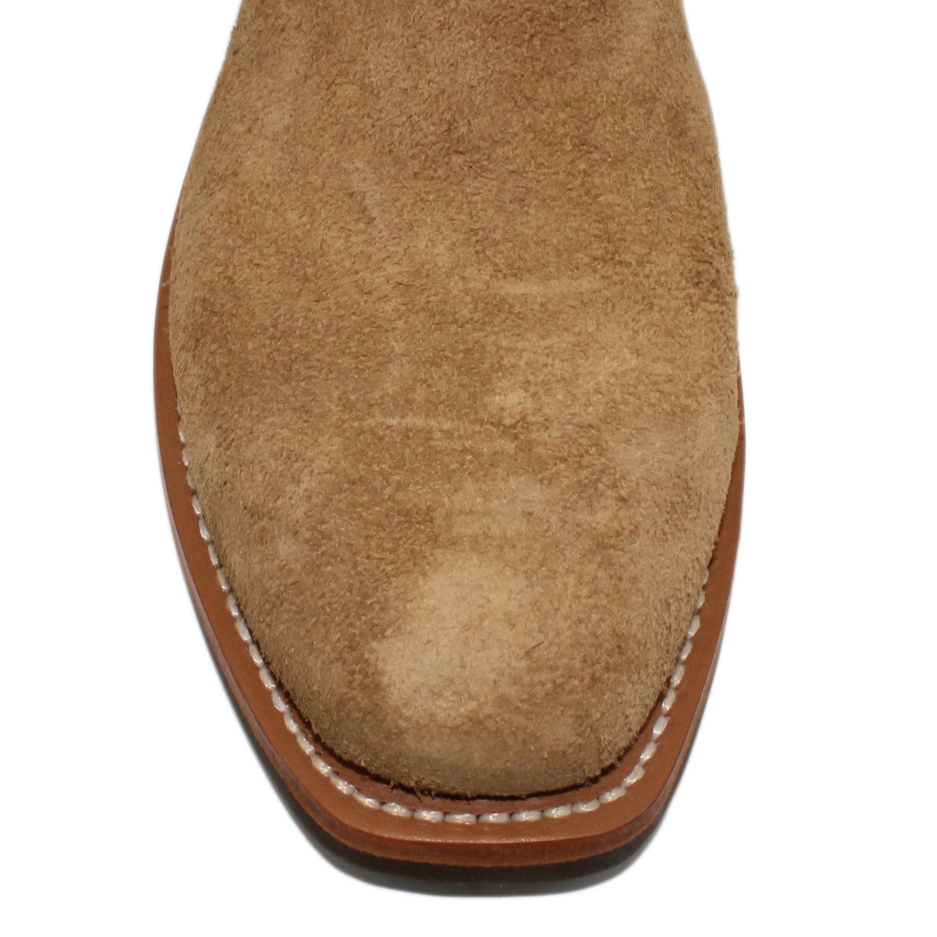 12" Blue upper w/ Loops Stitching
Buckskin Rough Out Steer Vamp
Regular French Square Toe
Block Heel