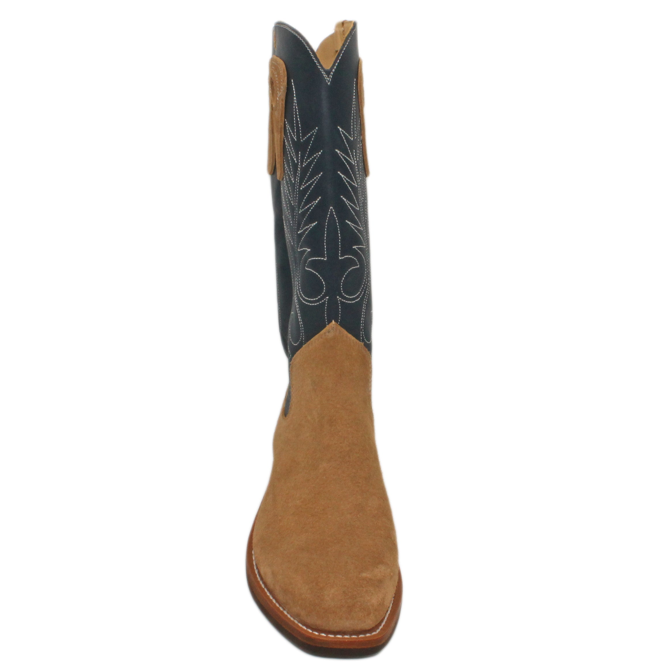 14" Blue Upper w/ Beck Classic Stitching
Buckskin Steer Rough Out Vamp
Regular French Square Toe
Slightly Tapered Heel