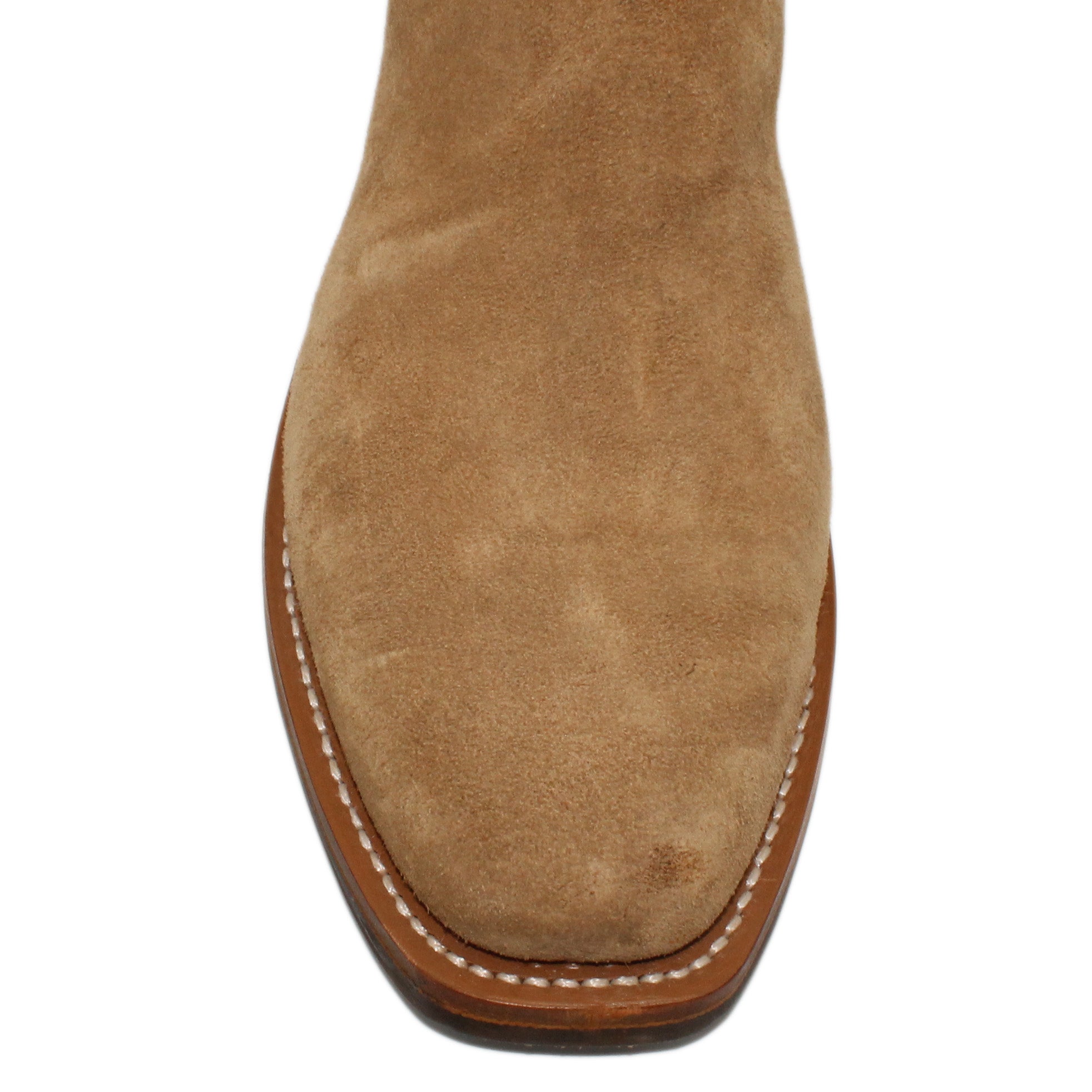 16" Blue Uppers w/ Tulip Stitching
Buckskin Rough Out Steer Vamp
Regular French Square Toe
Extreme Underslung Heel