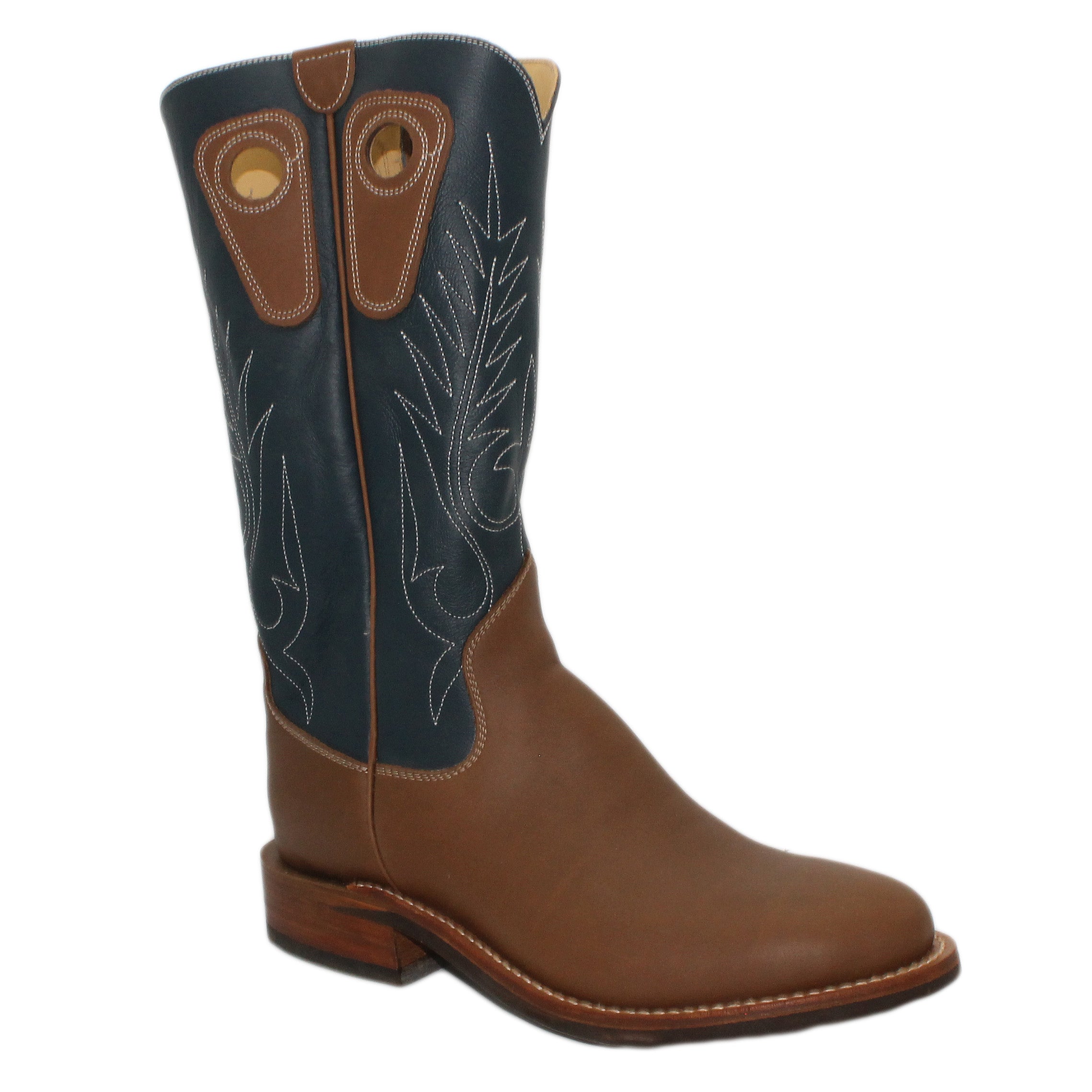 14" Blue Upper w/ Beck Classic Stitching
Saddle Timberjack Steer Vamp
Round Toe
Block Heel