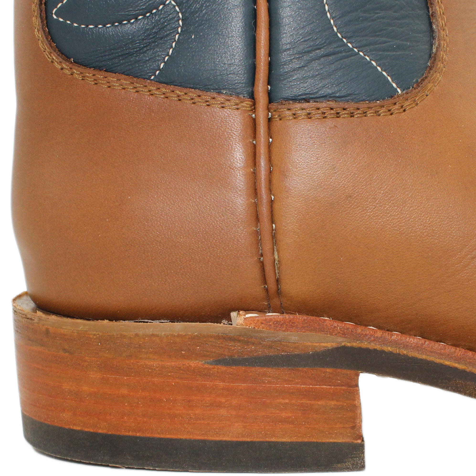 12" Blue Upper w/ Loops Stitching
Saddle Timberjack Steer Vamp
Regular French Square Toe
Block Heel