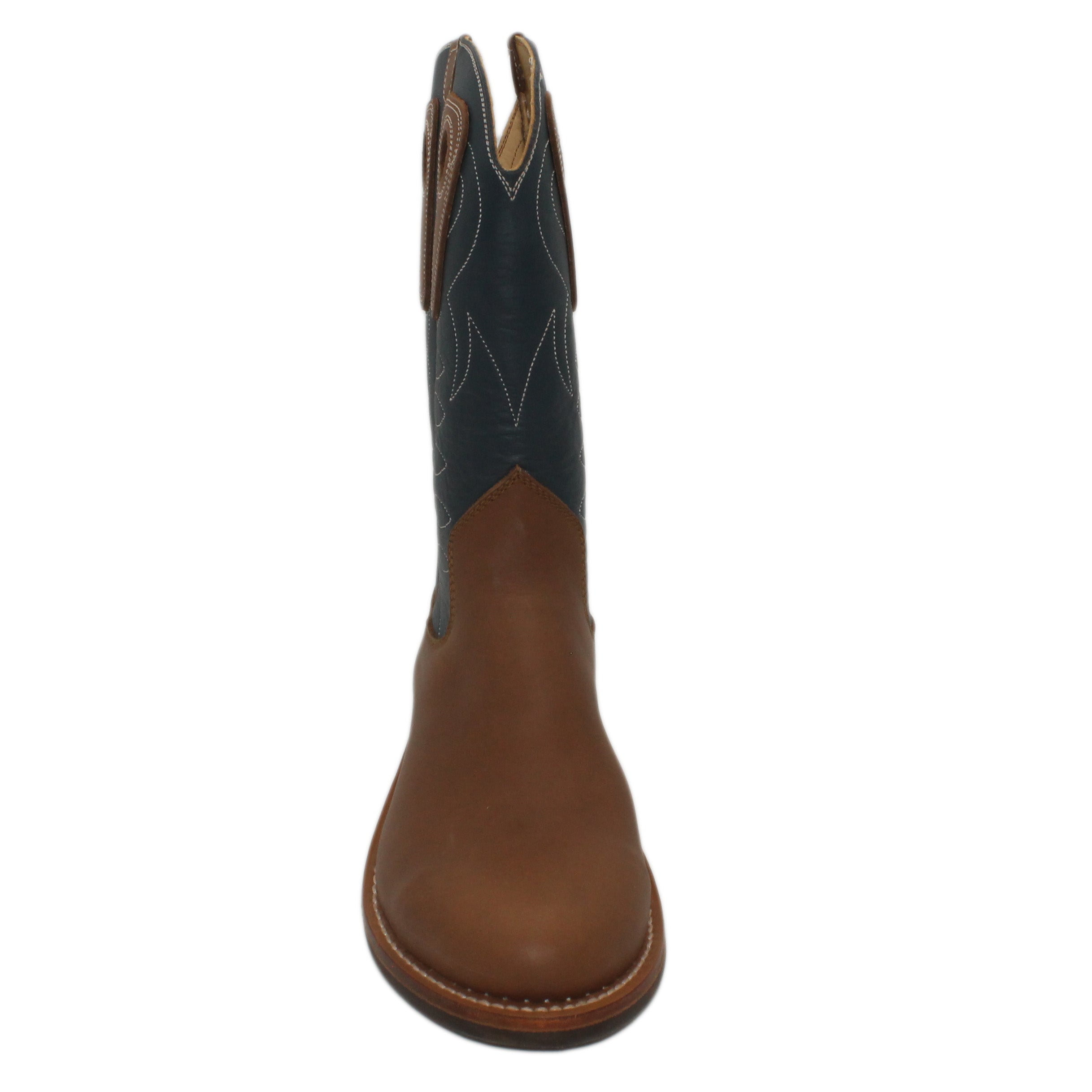 12" Blue Upper w/ Loops Stitching
Saddle Timberjack Steer Vamp
Round Toe
Block Heel