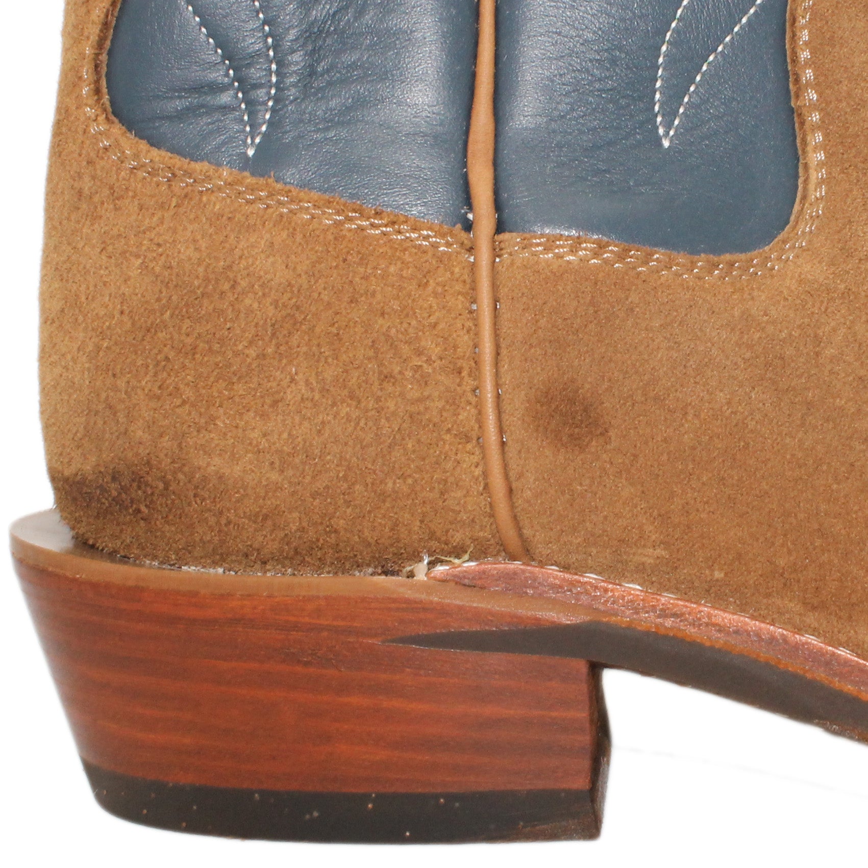 14" Blue Upper w/ Beck Classic Stitching
Saddle Timberjack Rough Out Steer Vamp
Regular Forties Square Toe
Slightly Tapered Heel