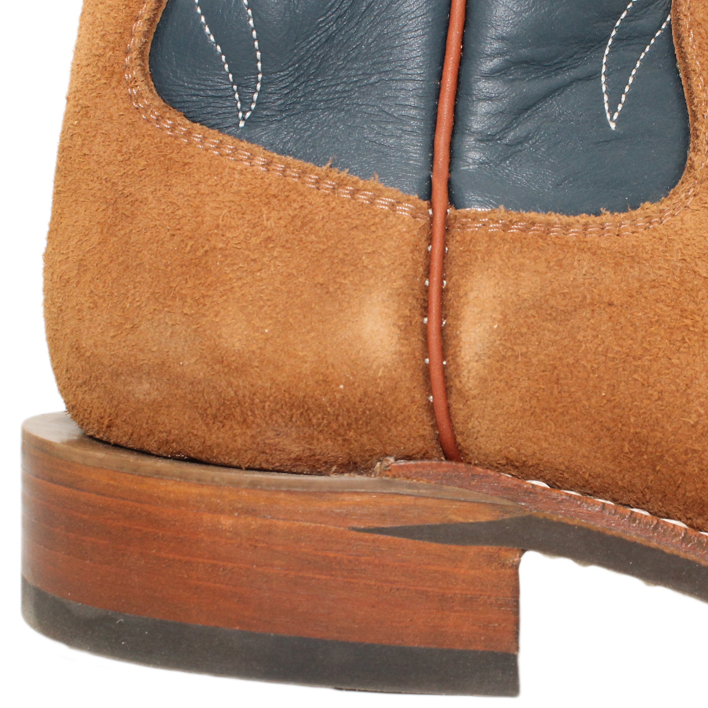 14" Blue Upper w/ Beck Classic Stitching
Tan Timberjack Rough Out Steer Vamp
Regular French Square Toe
Block Heel