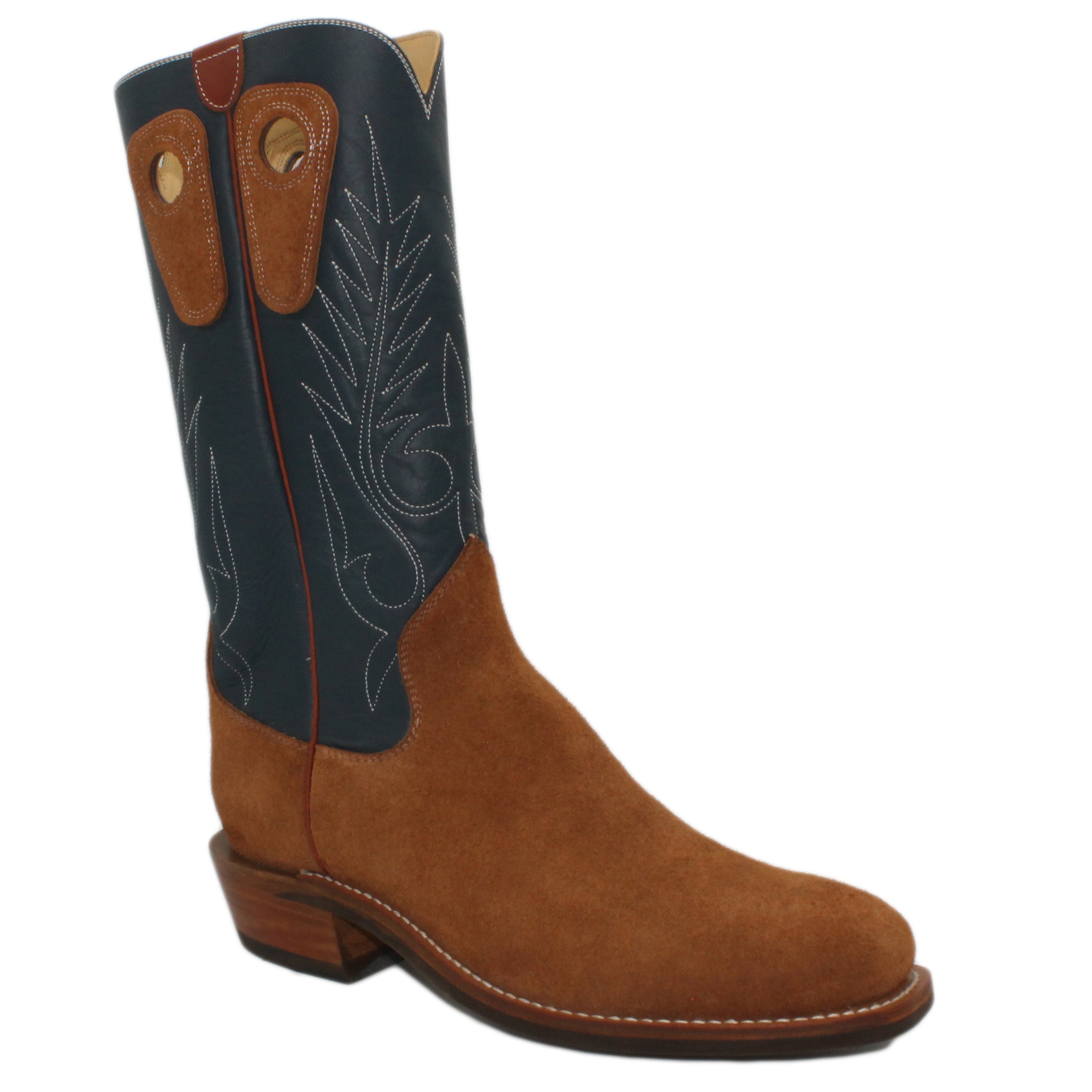 14" Blue Upper w/ Beck Classic Stitching
Tan Timberjack Rough Out Steer Vamp
Regular French Square Toe
Slightly Tapered Heel