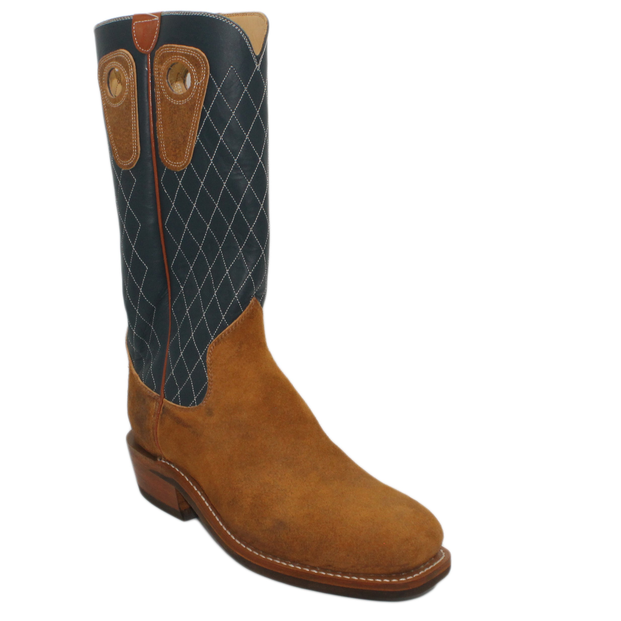 14" Blue upper w/ Diamond Stitching
Tibetan Yak Rough Out Vamp
Wide French Square Toe
Slightly Tapered Heel