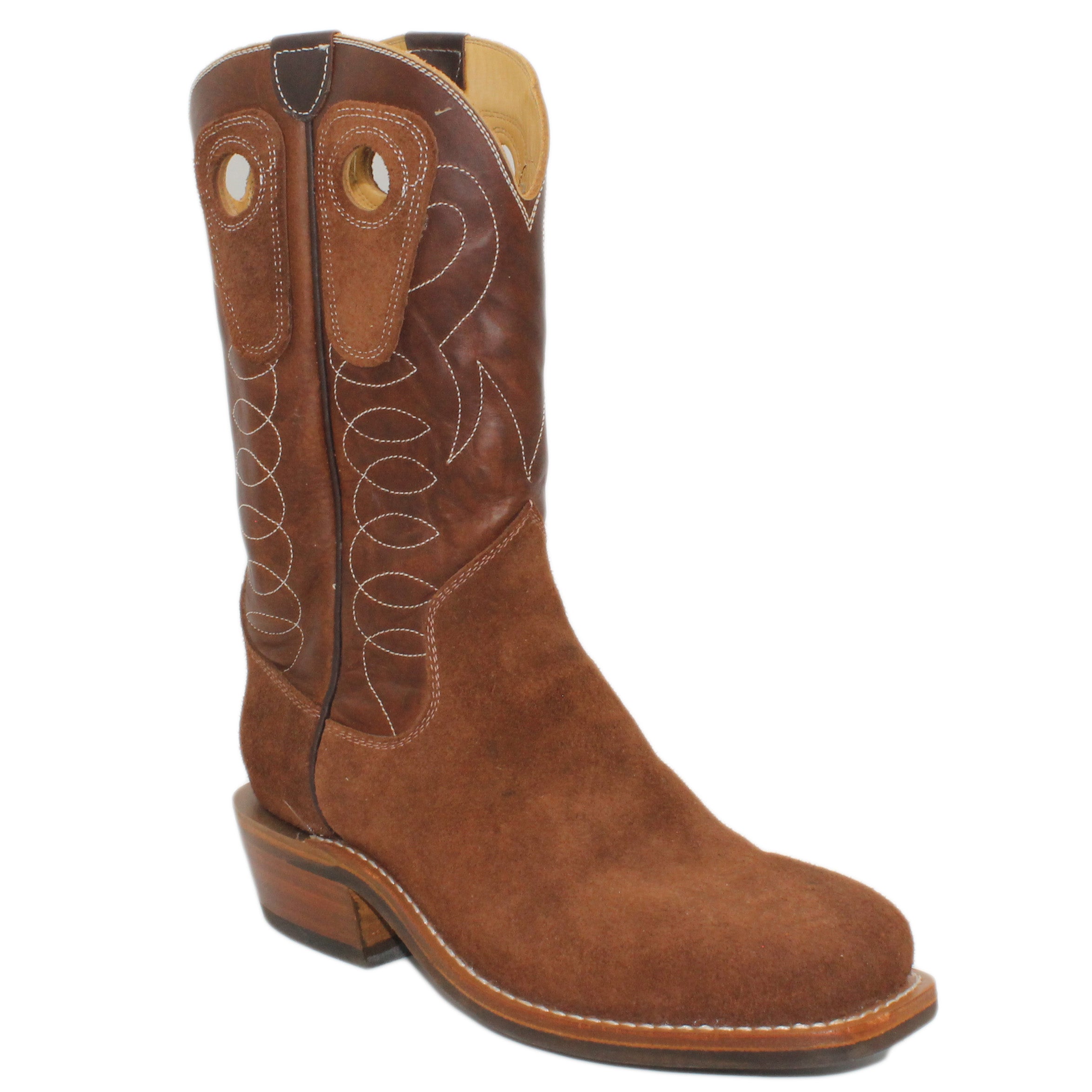 12" Brown Upper w/ Loops Stitching
Brown Timberjack Rough Out Steer Vamp
Wide French Square Toe
Slightly Tapered Heel