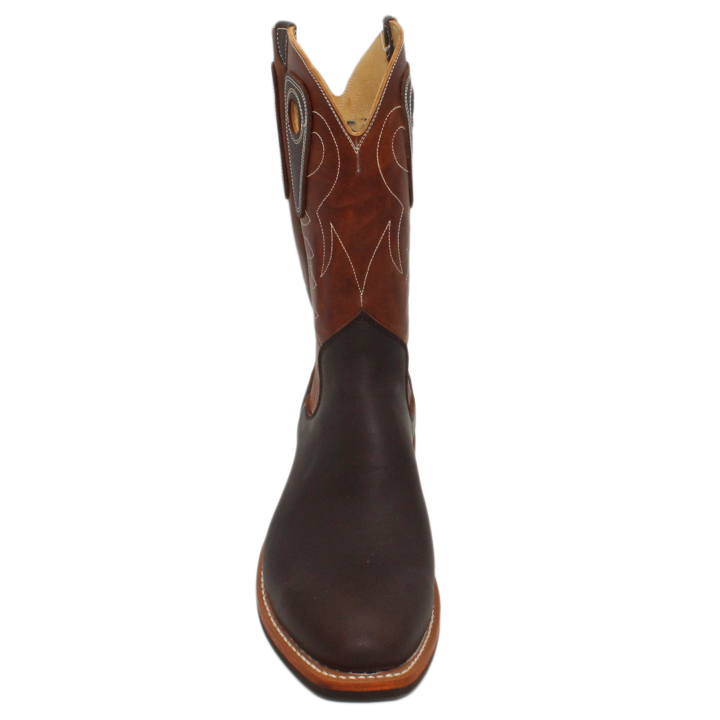 12" Brown Upper w/ Loops Stitching
Brown Timberjack Steer Vamp
Regular French Square Toe
Slightly Tapered Heel