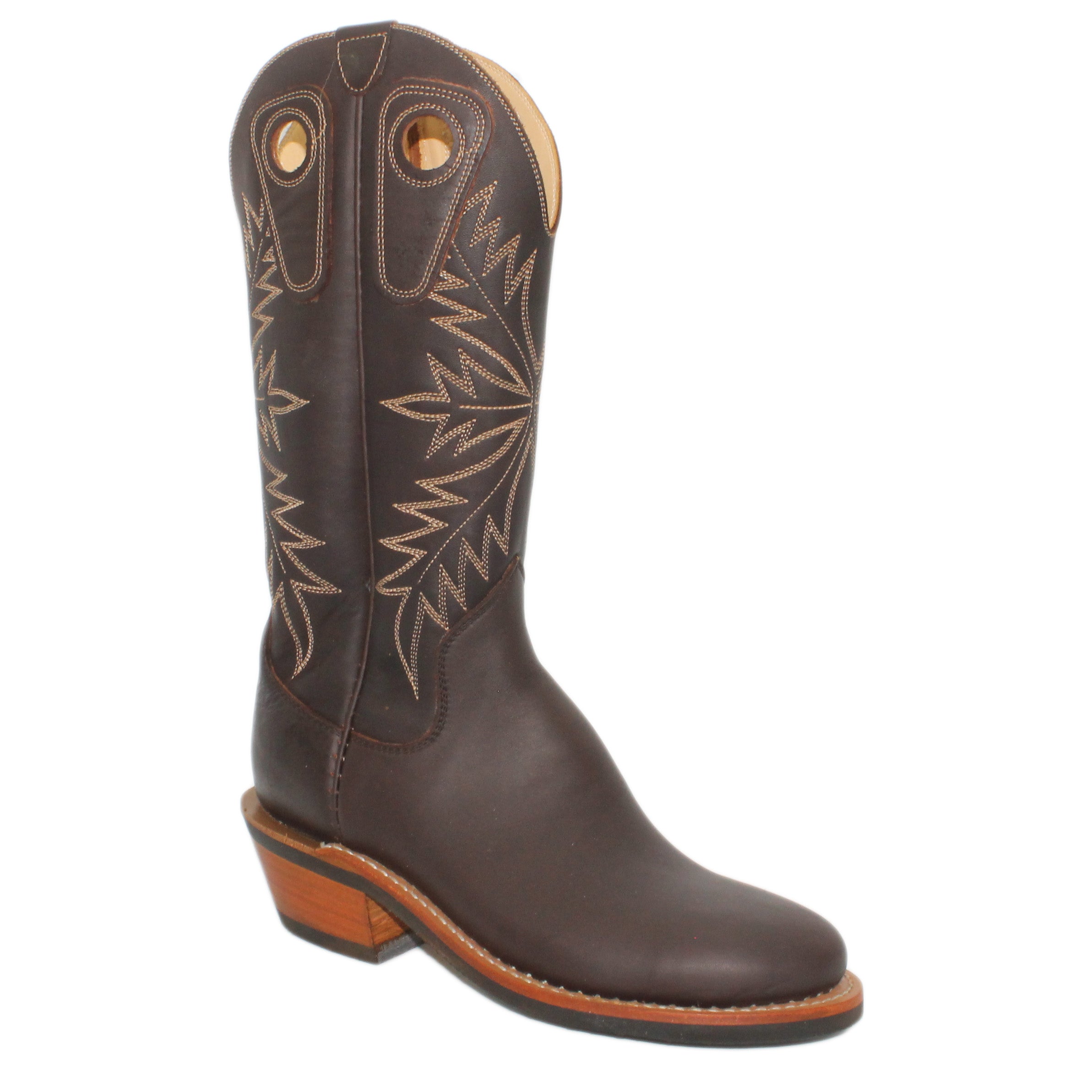 14" Brown Timberjack Upper w/ Oak Stitching
Brown Timberjack Steer Vamp
Round Toe
Block Heel
Vibram Chevron Sole