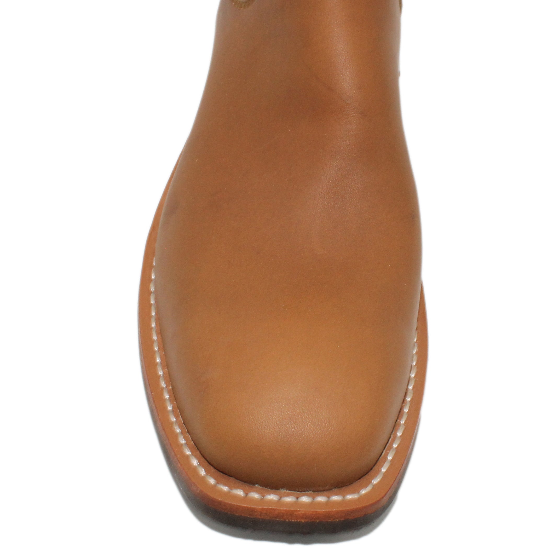 12" Brown upper w/ Beck Stitching
Saddle Timberjack Steer Vamp
Wide French Toe
Block Heel