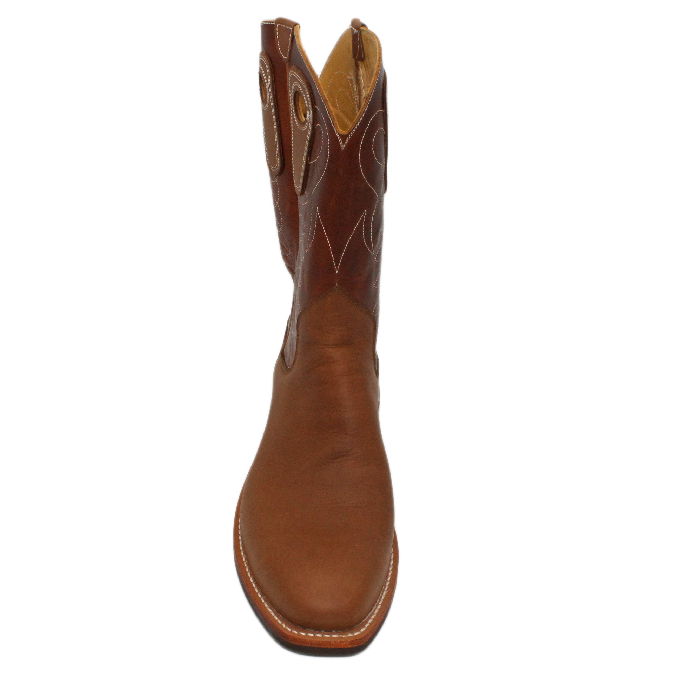 12" Brown upper w/ Loops Stitching
Saddle Timberjack Steer Vamp
Regular French Square Toe
Slightly Tapered Heel
