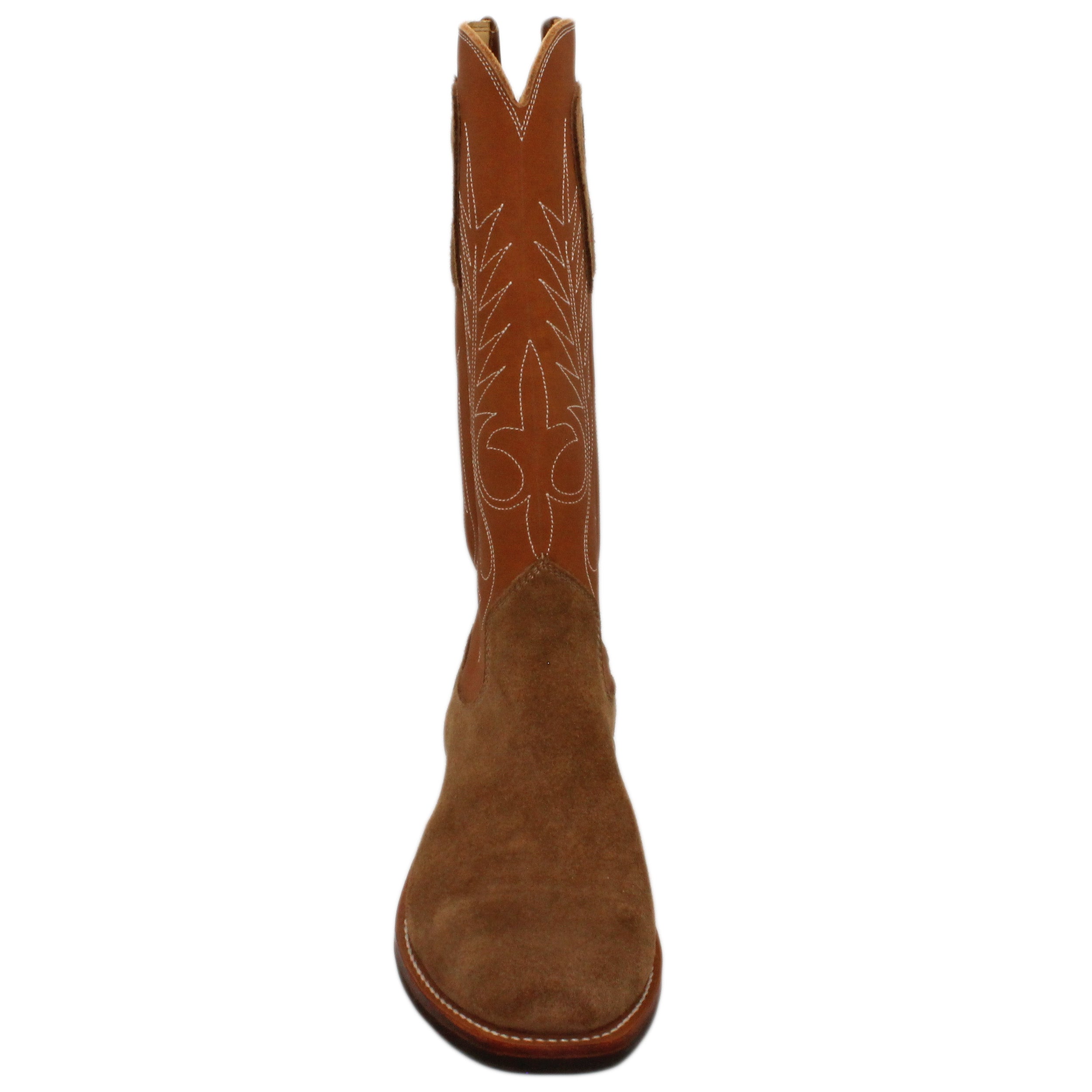 14" Brown Upper w/ Beck Classic Stitching
Saddle Timberjack Rough Out Steer Vamp
Regular Forties Square Toe
Slightly Tapered Heel