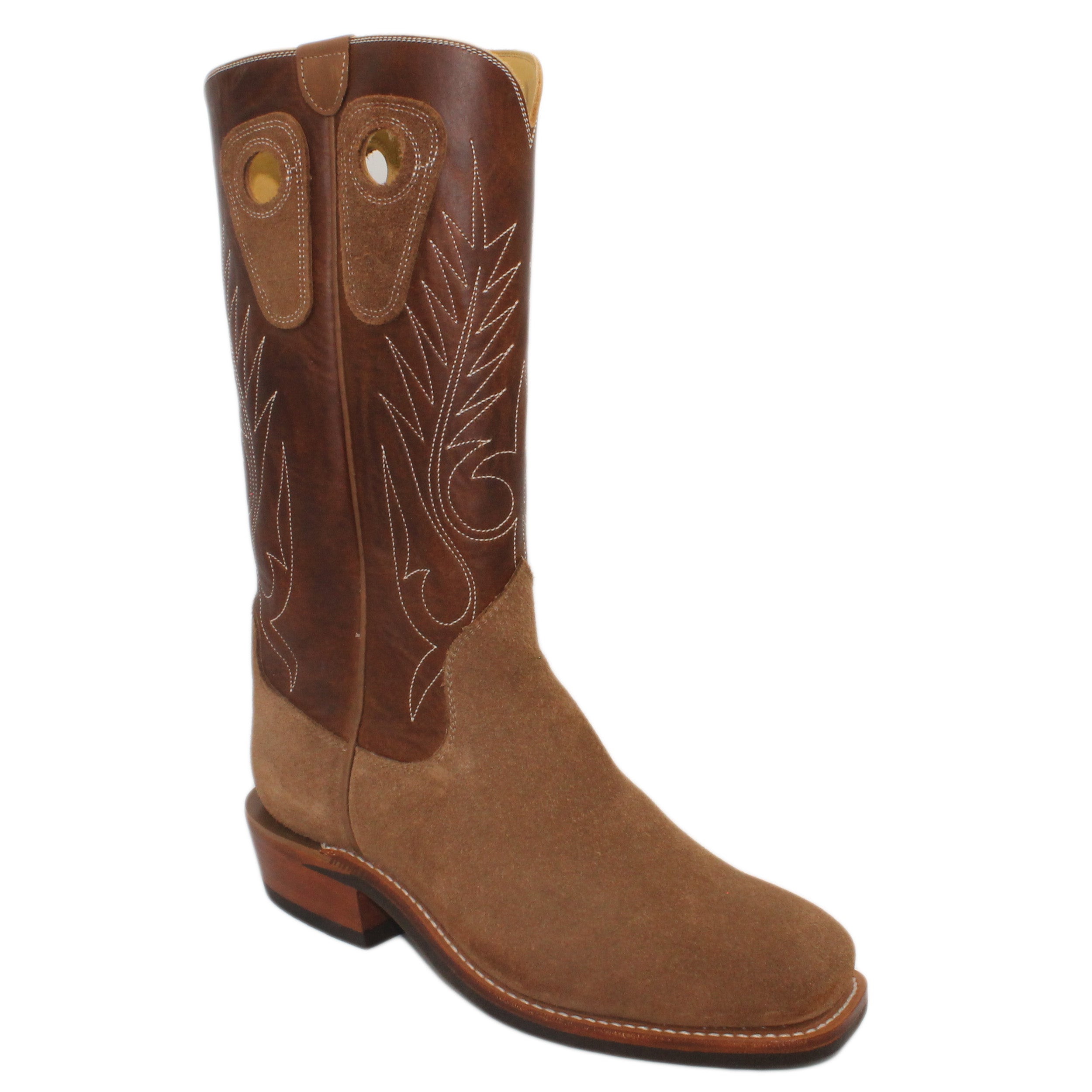 14" Brown Upper w/ Beck Classic Stitching
Saddle Timberjack Rough Out Steer Vamp
Wide French Square Toe
Slightly Tapered Heel