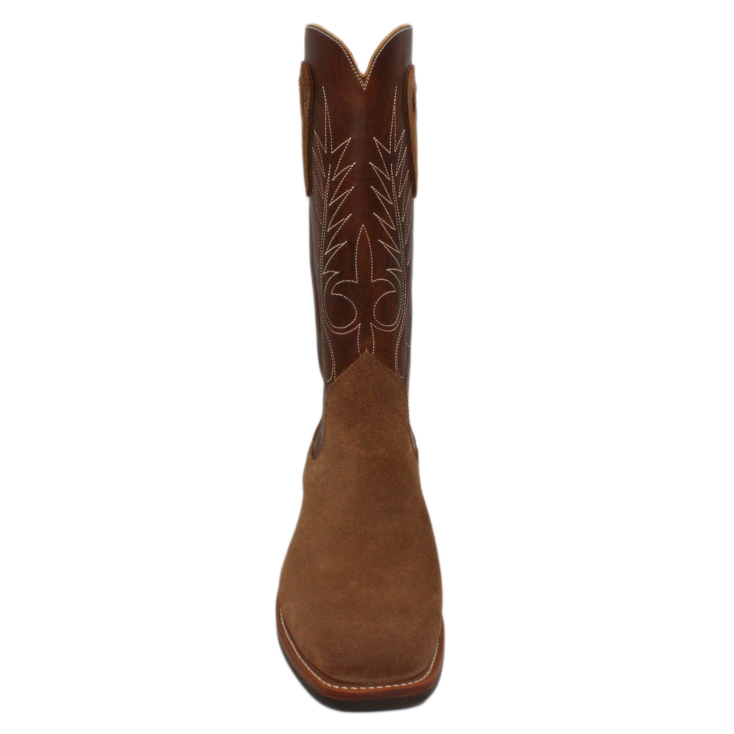 14" Brown Upper w/ Beck Classic Stitching
Saddle Timberjack Rough Out Steer Vamp
Wide French Square Toe
Slightly Tapered Heel