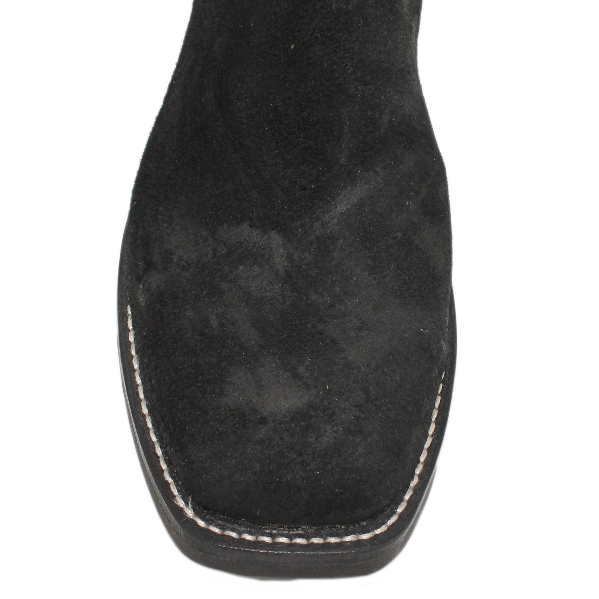 14" Forest Upper w/ Beck Classic Stitching
Black Rough Out Steer Vamp
Wide French Square Toe
Block Heel