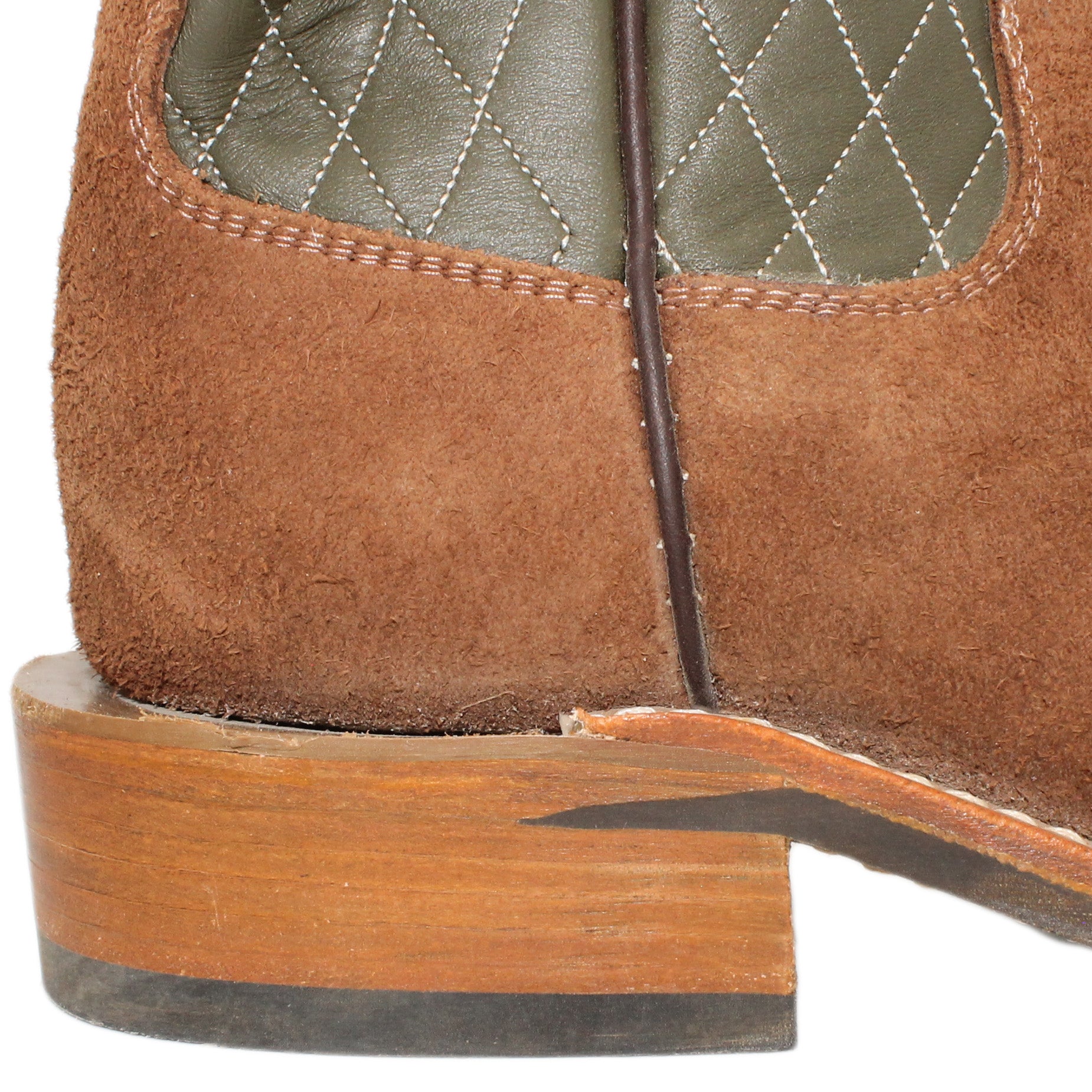 14" Forest Upper w/ Diamond Stitching
Brown Timberjack Rough Out Steer Vamp
Wide French Square Toe
Block Heel