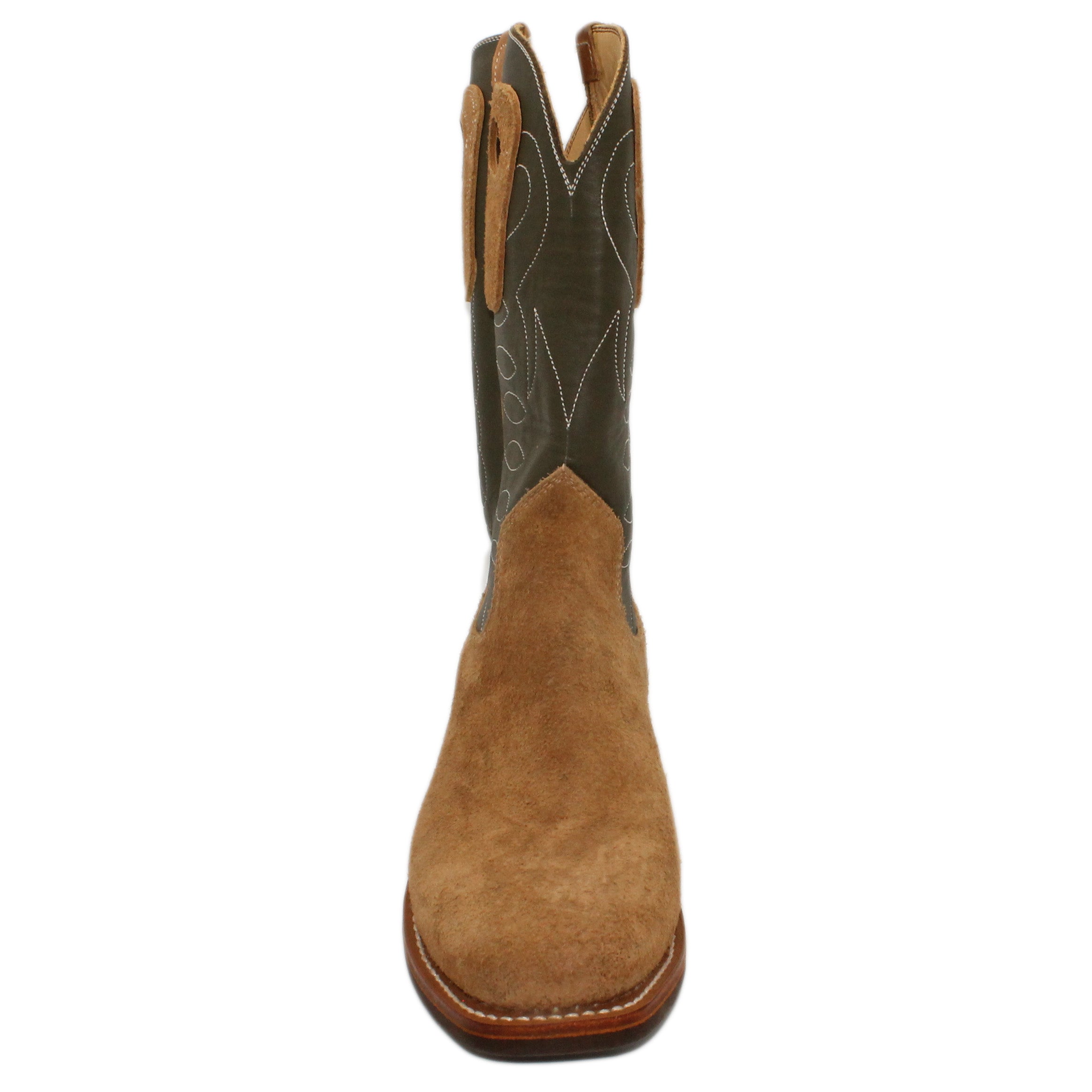 12" Forest Upper w/ Loops Stitching
Buckskin Steer Rough Out Vamp
Wide French Square Toe
Slightly Tapered Heel