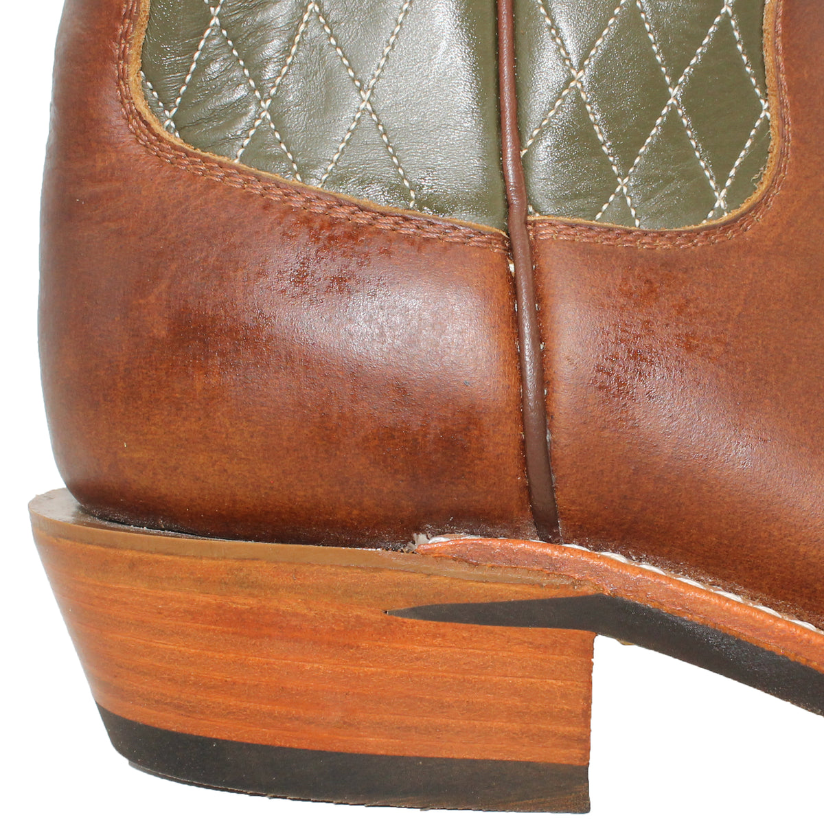 14" Forest Upper w/ Diamond Stitching
Oil Tan Brown Steer Vamp
Wide French Square Toe
Slightly Tapered Heel