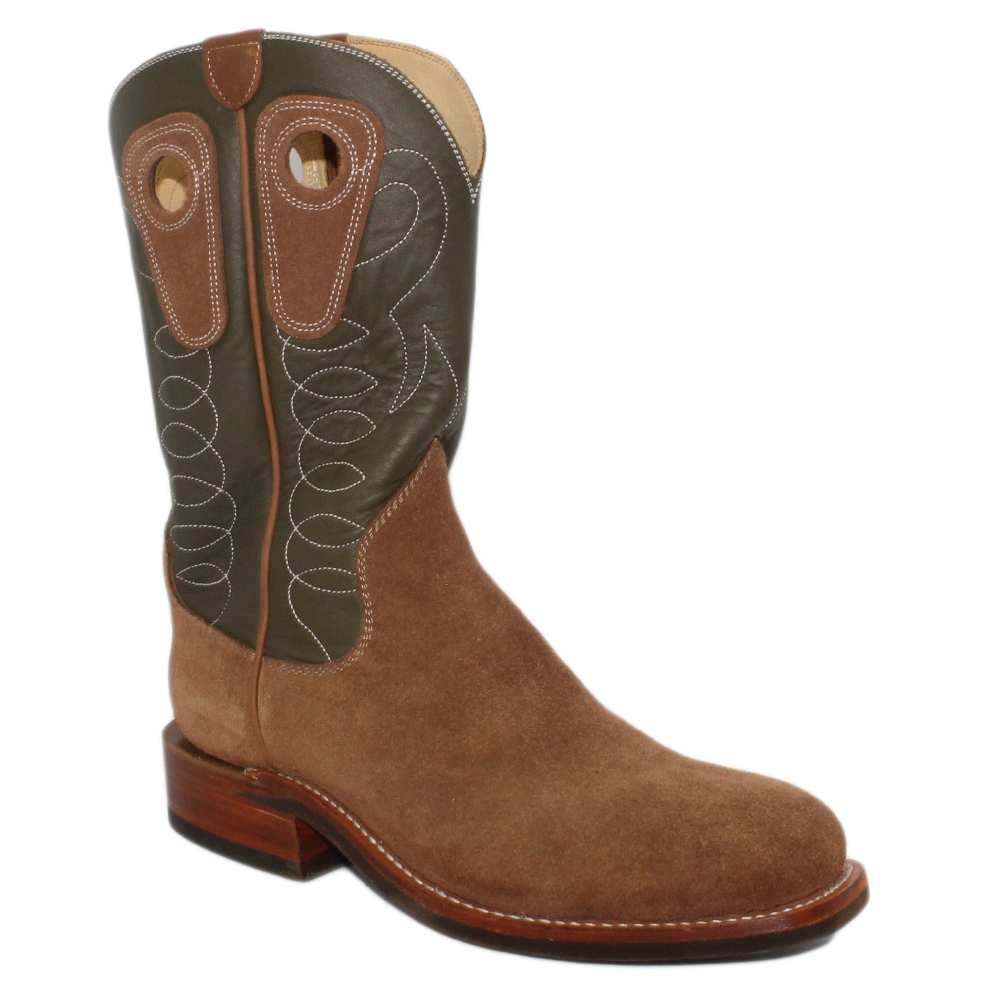 12" Forest Upper w/ Loops Stitching
Saddle Timberjack Rough Out Steer Vamp
Wide French Square Toe
Block Heel