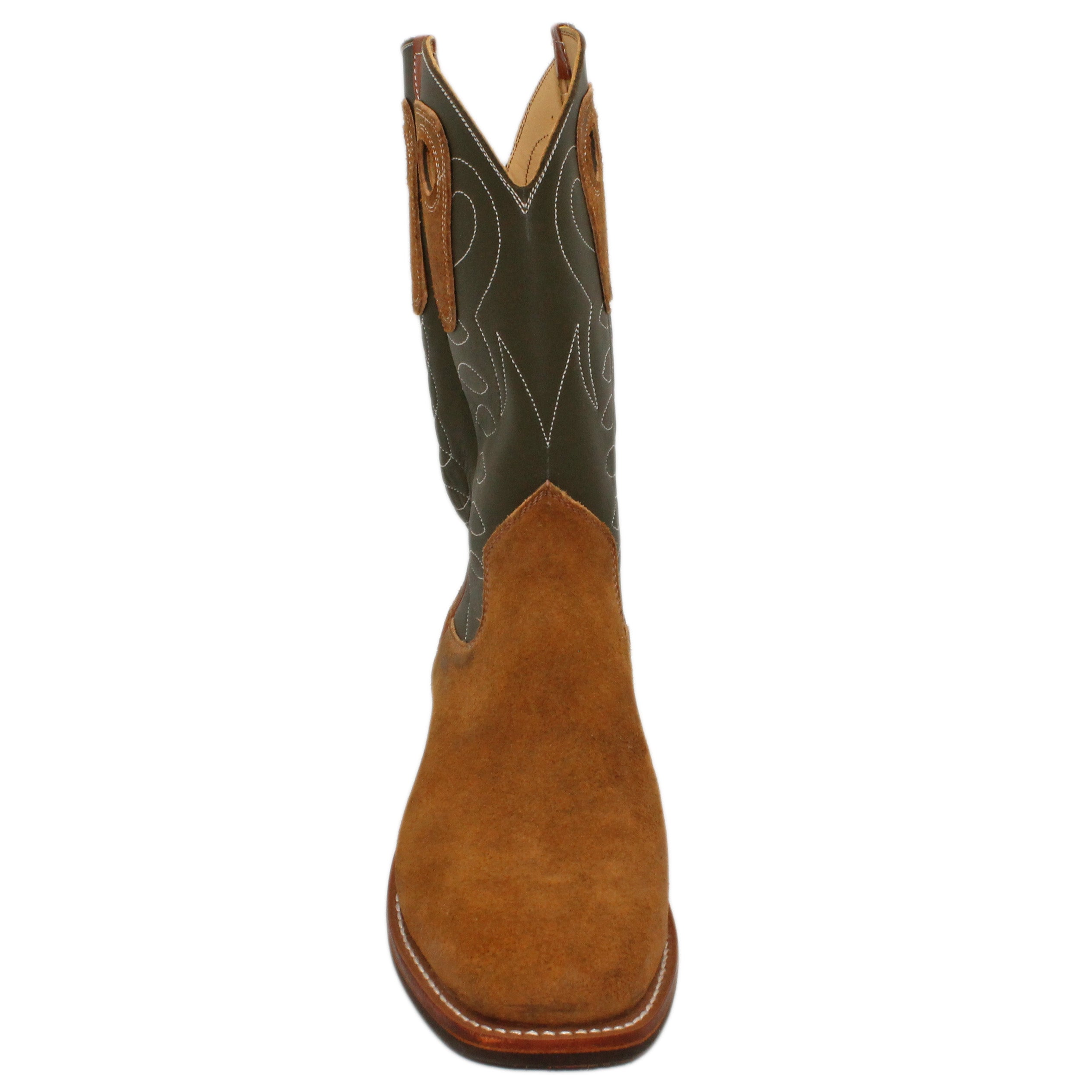 12" Forest upper w/ Loops Stitching
Tibetan Yak Rough Out Vamp
Wide French Square Toe
Slightly Tapered Heel