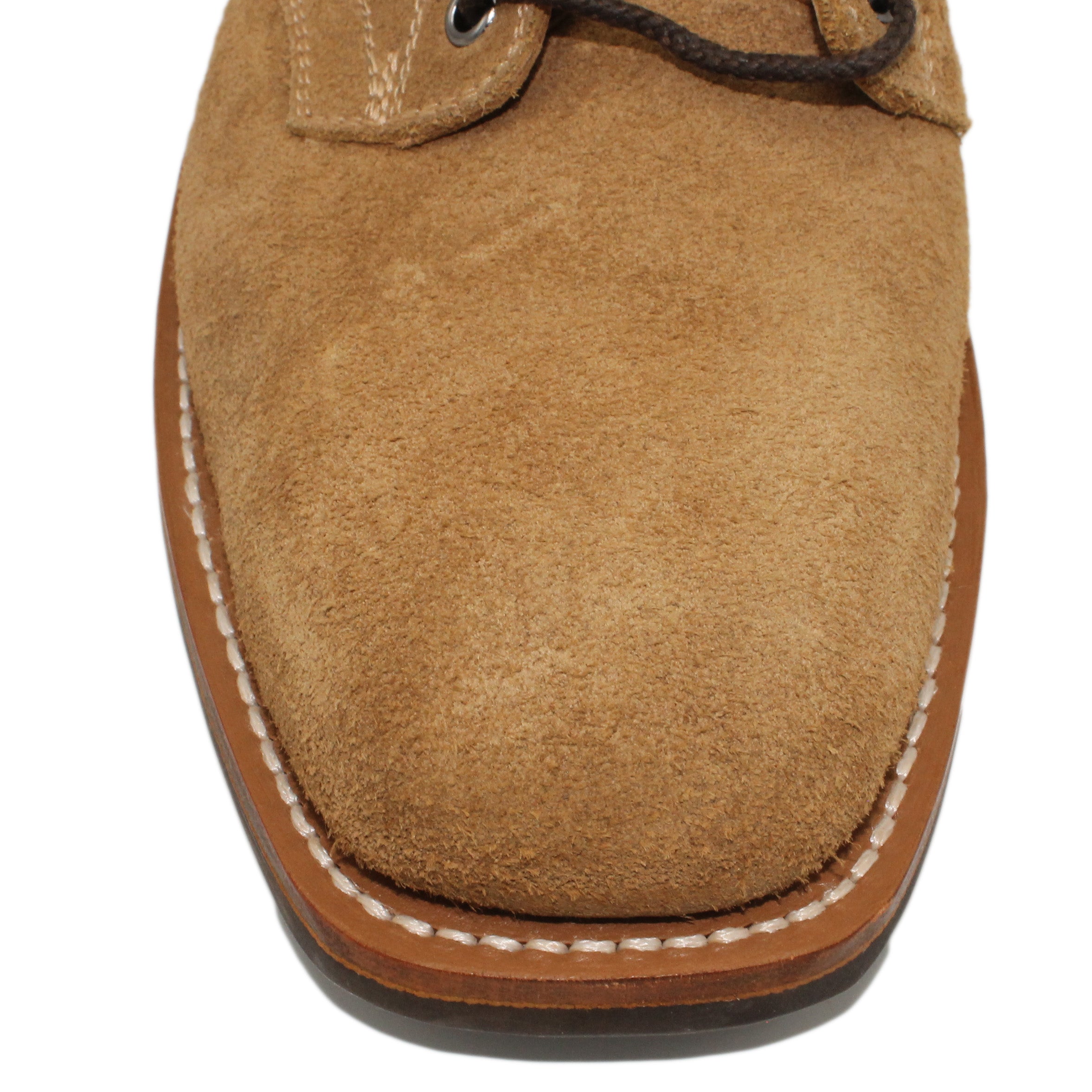 6" Lace-Up
Buckskin Rough Out Steer
Wide French Square Toe
Block Heel