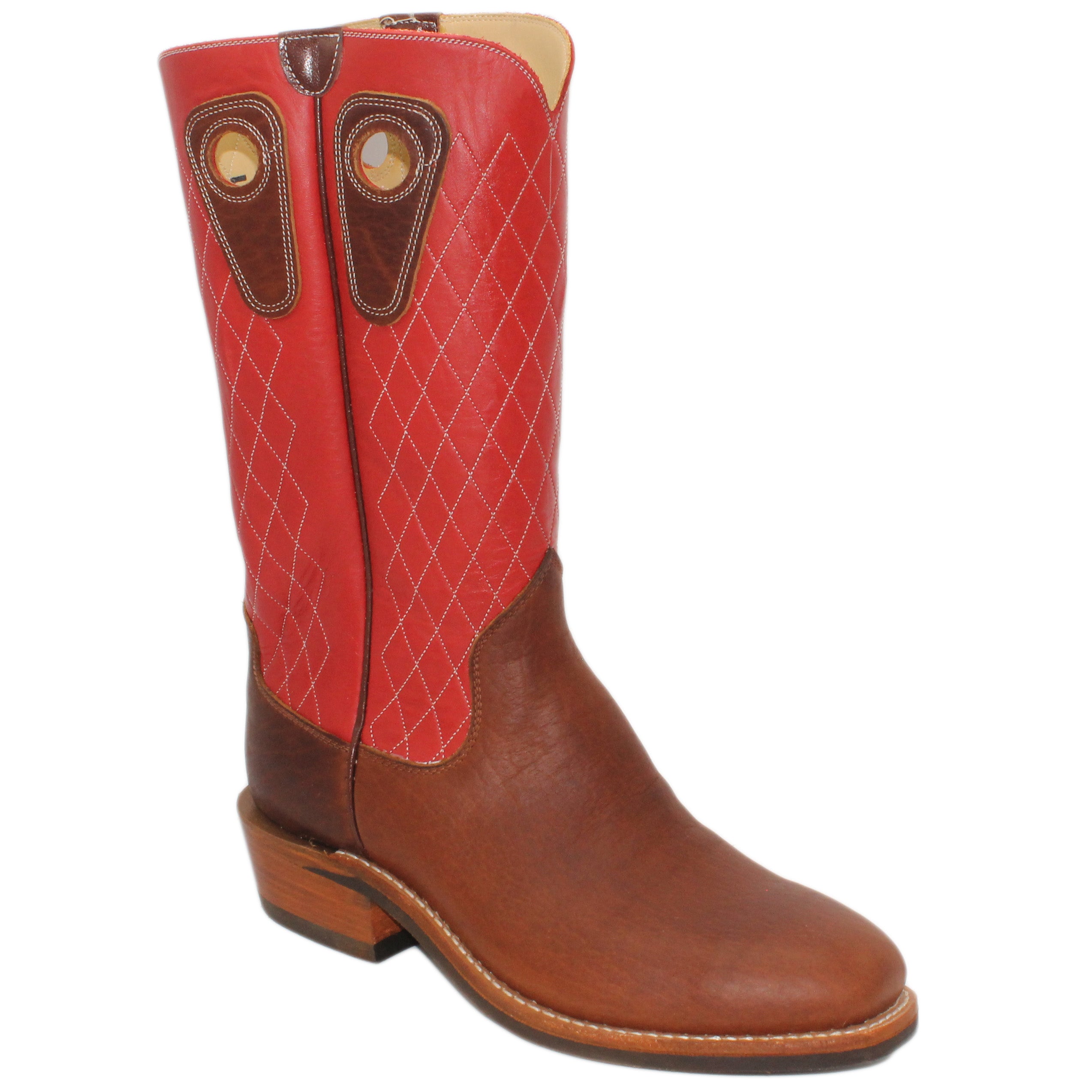 14" Red upper w/ Diamond Stitching
Bison Vamp
Regular French Square Toe
Slightly Tapered Heel