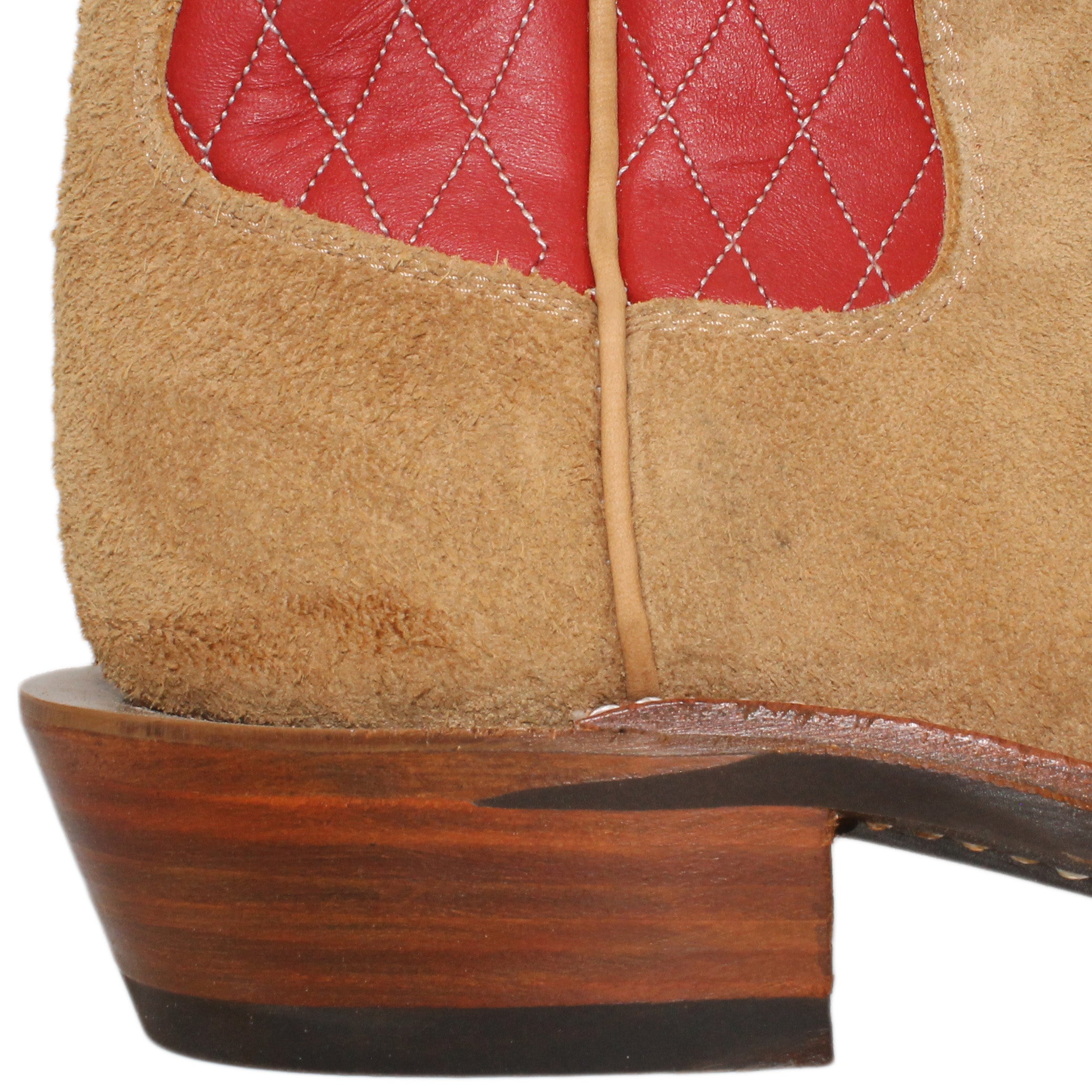 14" Red Upper w/ Diamond Stitching
Buckskin Rough Out Steer Vamp
Regular French Square Toe
Slightly Tapered Heel