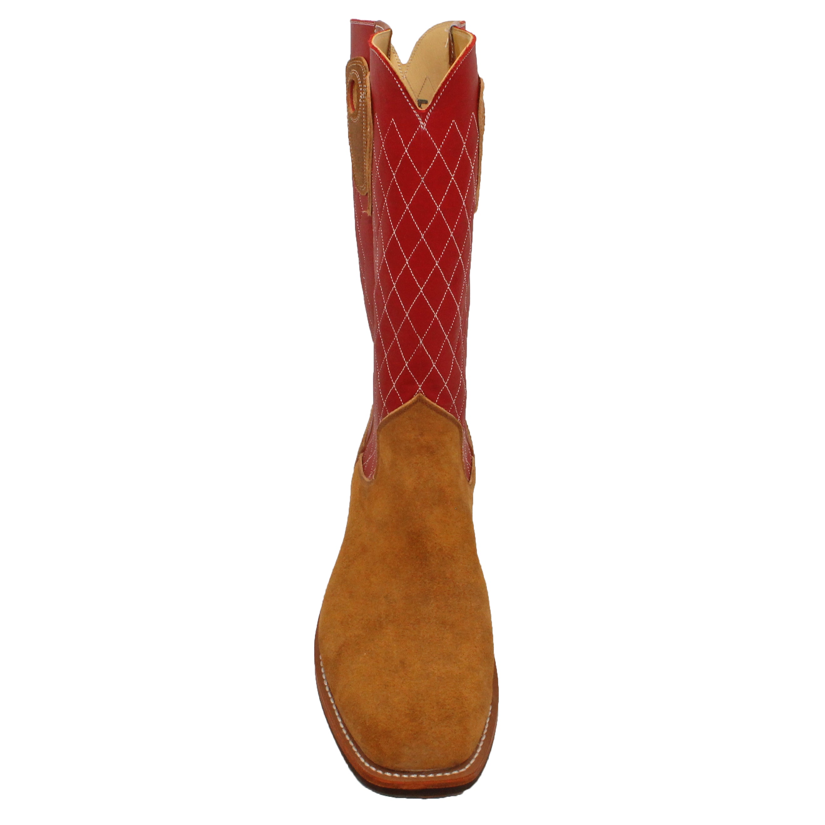 14" Red upper w/ Diamond Stitching
Waxed Yak Vamp
Wide French Square Toe
Slightly Tapered Heel