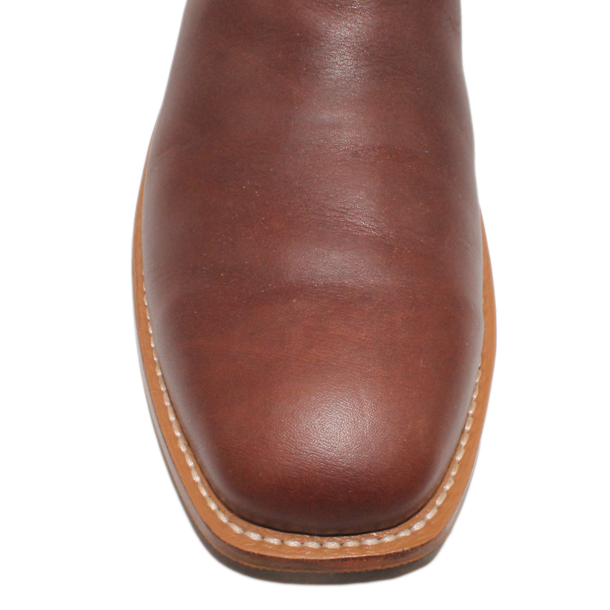 Red Uppers w/ Tulip Stitching
Grizzly Steer Vamp
Wide French Square Toe
Block Heel