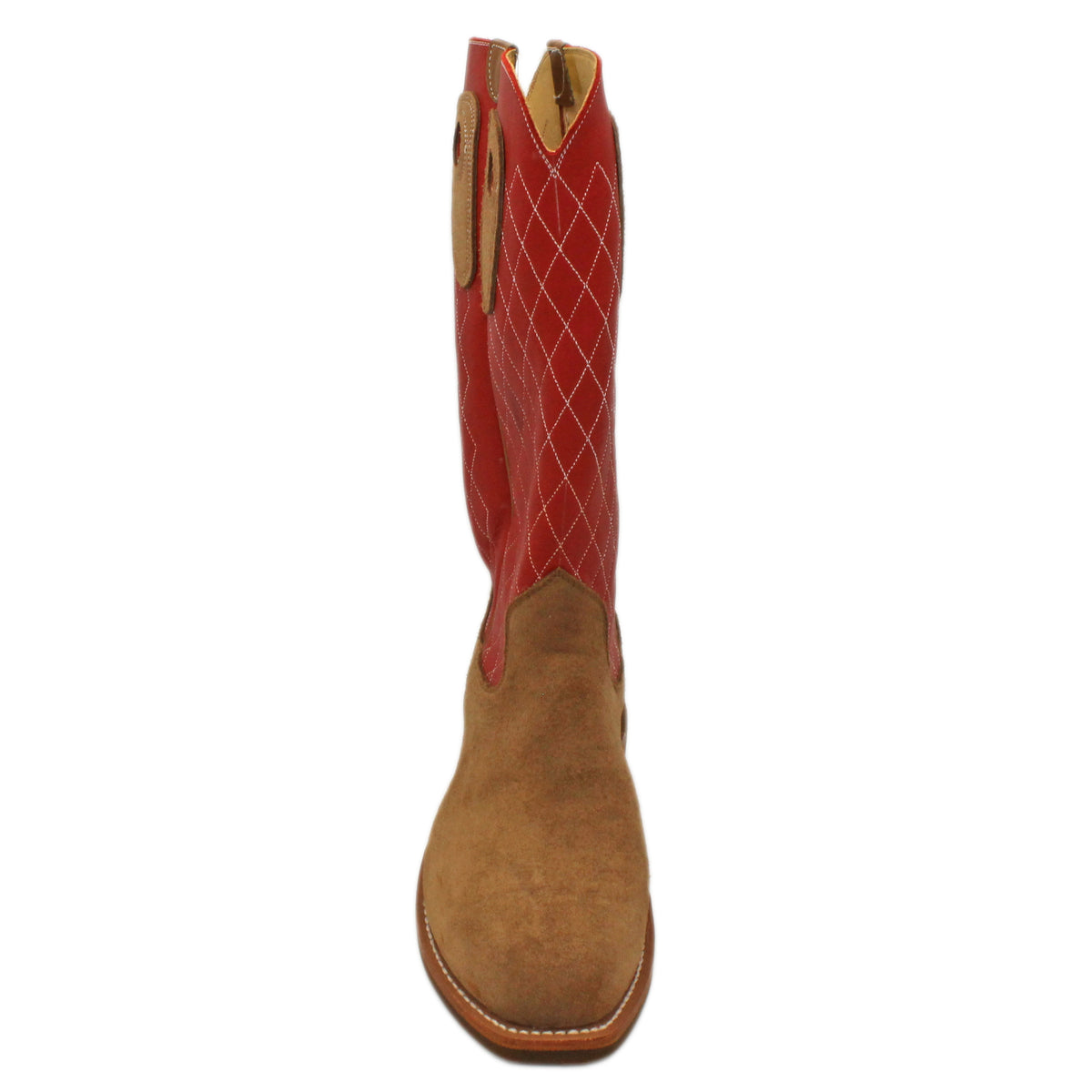 14" Red Upper w/ Diamond Stitching
Saddle Timberjack Rough Out Steer Vamp
Regular French Square Toe
Slightly Tapered Heel