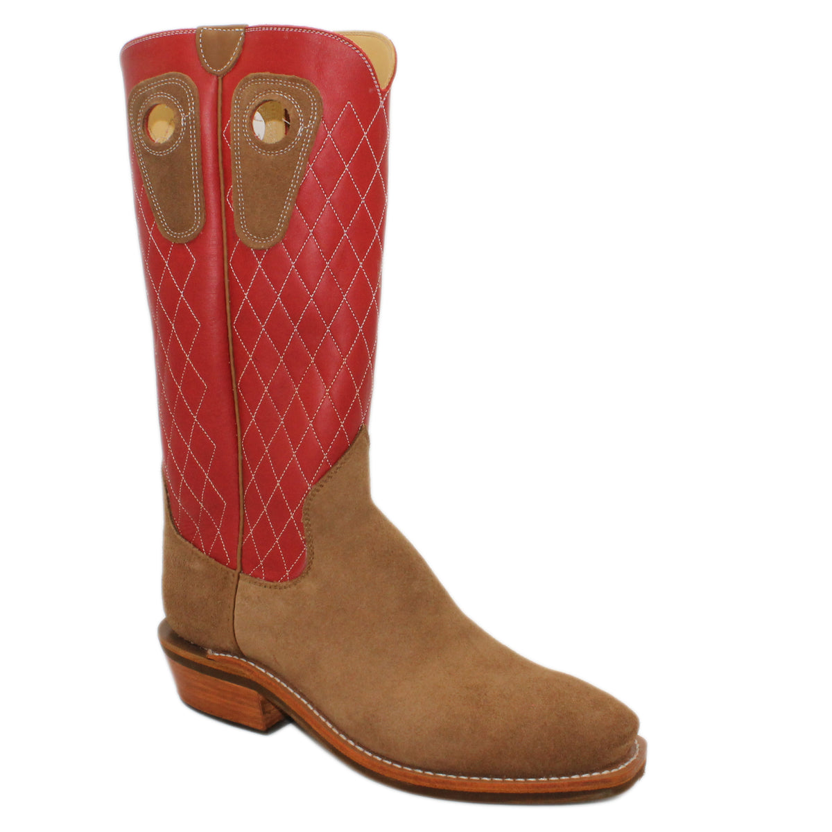 14" Red Upper w/ Diamond Stitching
Saddle Timberjack Rough Out Steer Vamp
Regular Forties Square Toe
Slightly Tapered Heel