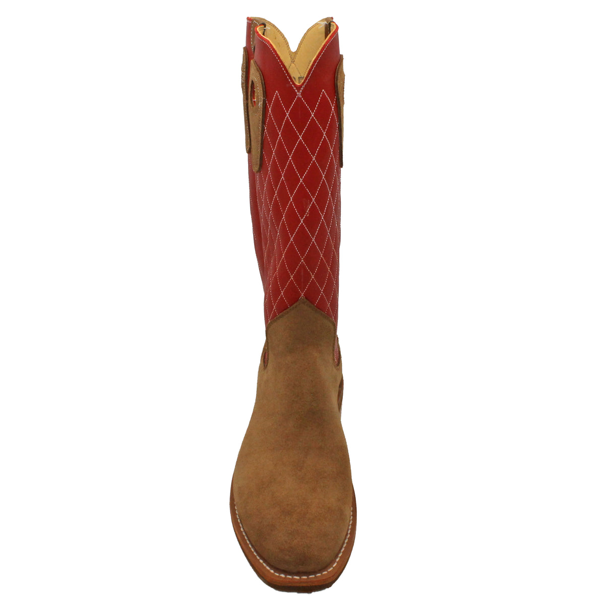 14" Red Upper w/ Diamond Stitching
Saddle Timberjack Rough Out Steer Vamp
Regular Forties Square Toe
Slightly Tapered Heel