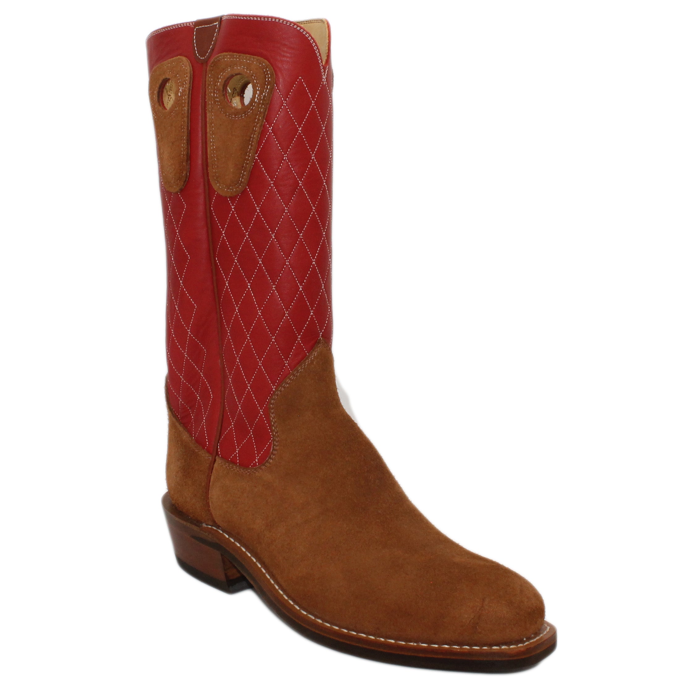 14" Red Upper w/ Diamond Stitching
Tan Timberjack Rough Out Steer Vamp
Regular French Square Toe
Slightly Tapered Heel