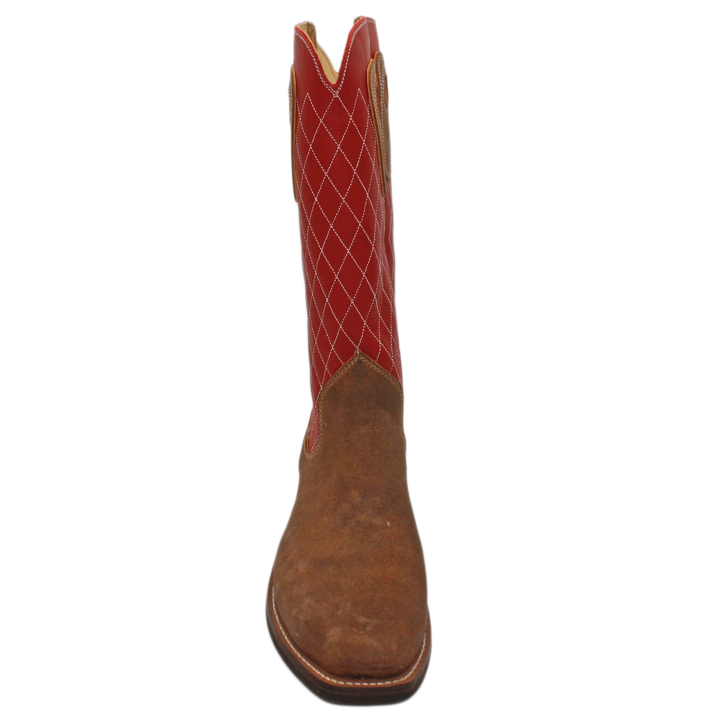14" Red Upper w/ Diamond Stitching
Waxed Steer Vamp
Regular Forties Square Toe
Slightly Tapered Heel