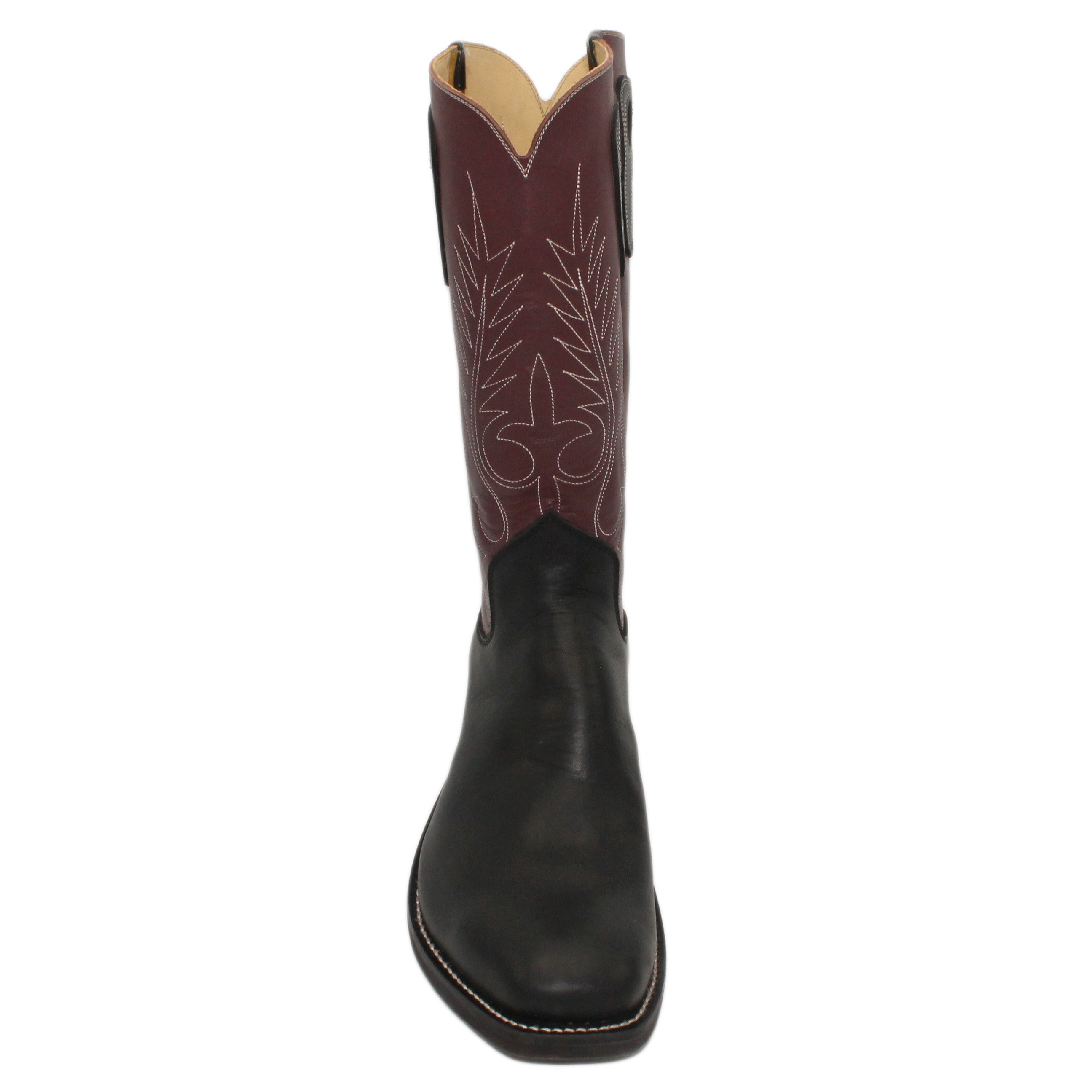 14" Wine Upper w/ Beck Classic Stitching
Black Steer Vamp
Wide French Square Toe
Slightly Tapered Heel
