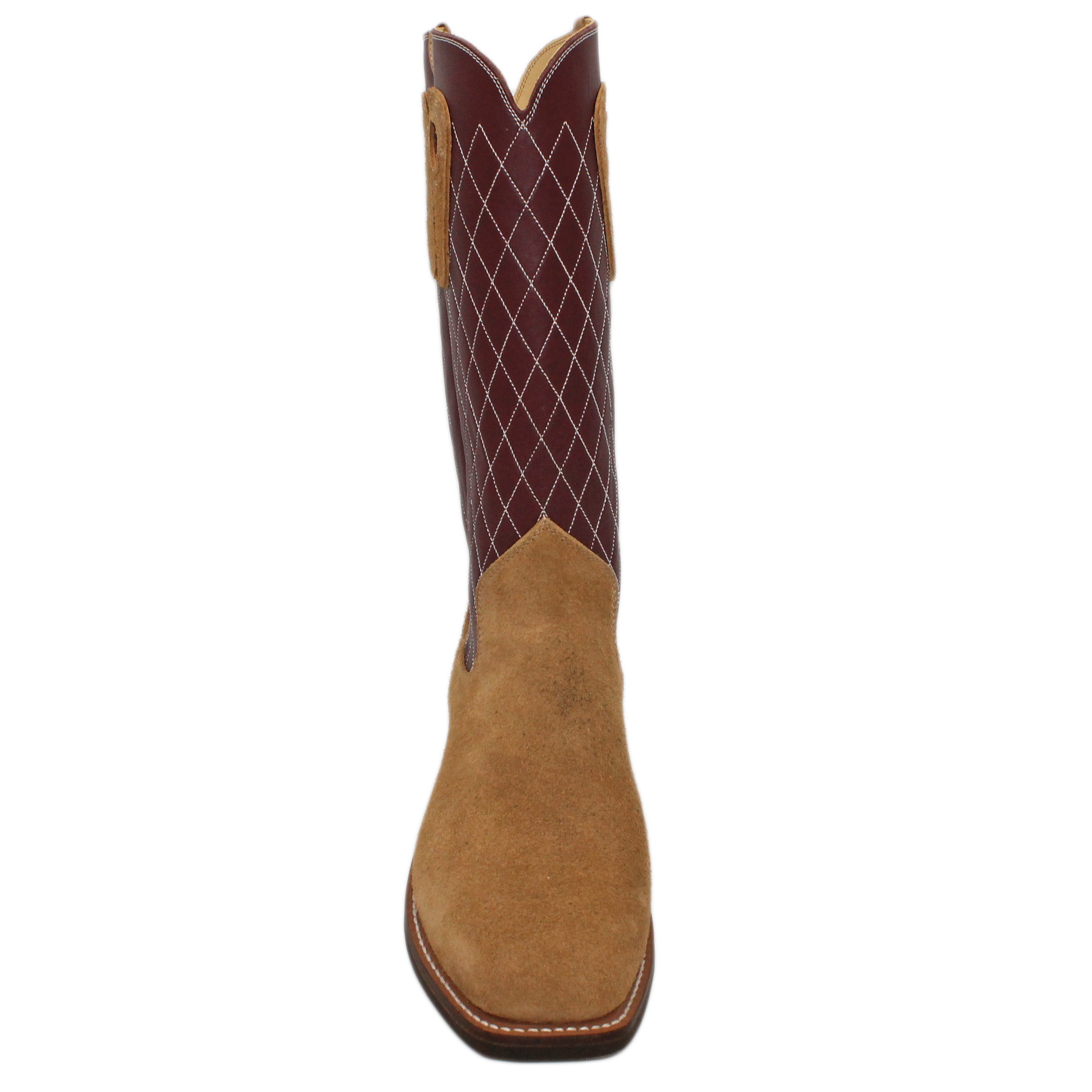 14" Wine Upper w/ Diamond Stitching
Buckskin Rough Out Steer Vamp
Wide French Square Toe
Slightly Tapered Heel