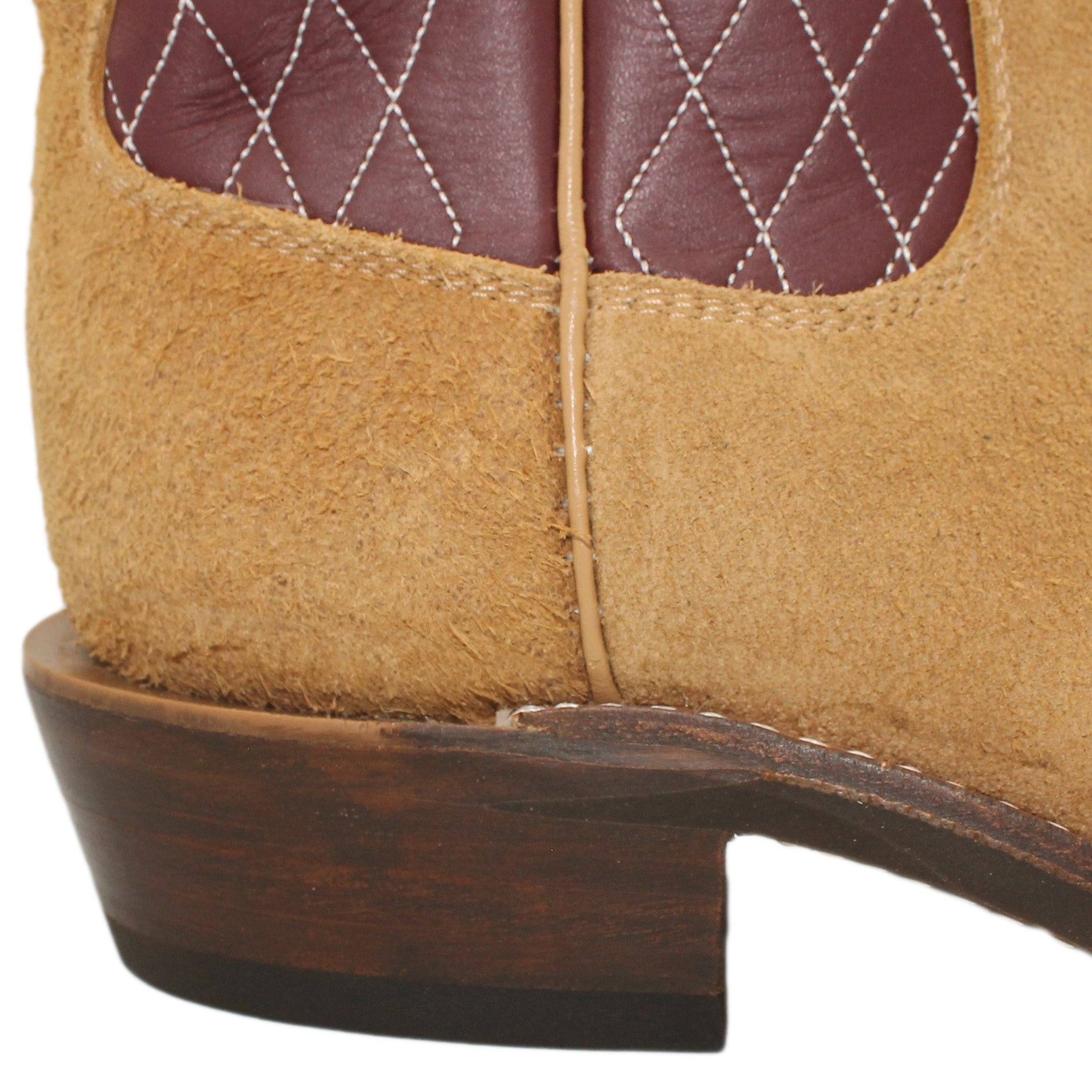14" Wine Upper w/ Diamond Stitching
Buckskin Rough Out Steer Vamp
Wide French Square Toe
Slightly Tapered Heel