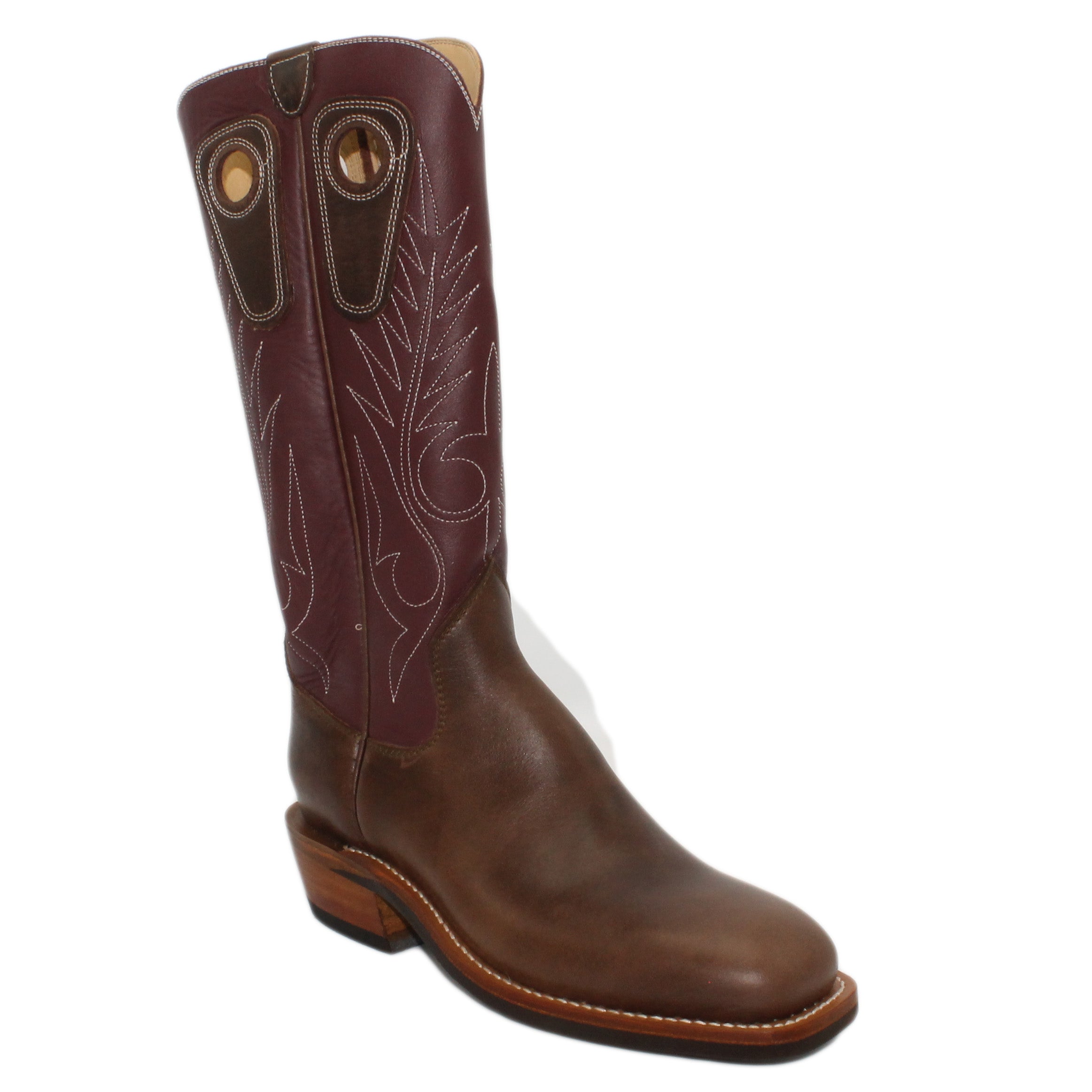 14" Wine Upper w/ Beck Classic Stitching
Mahogany Steer Vamp
Wide French Square Toe
Slightly Tapered Heel