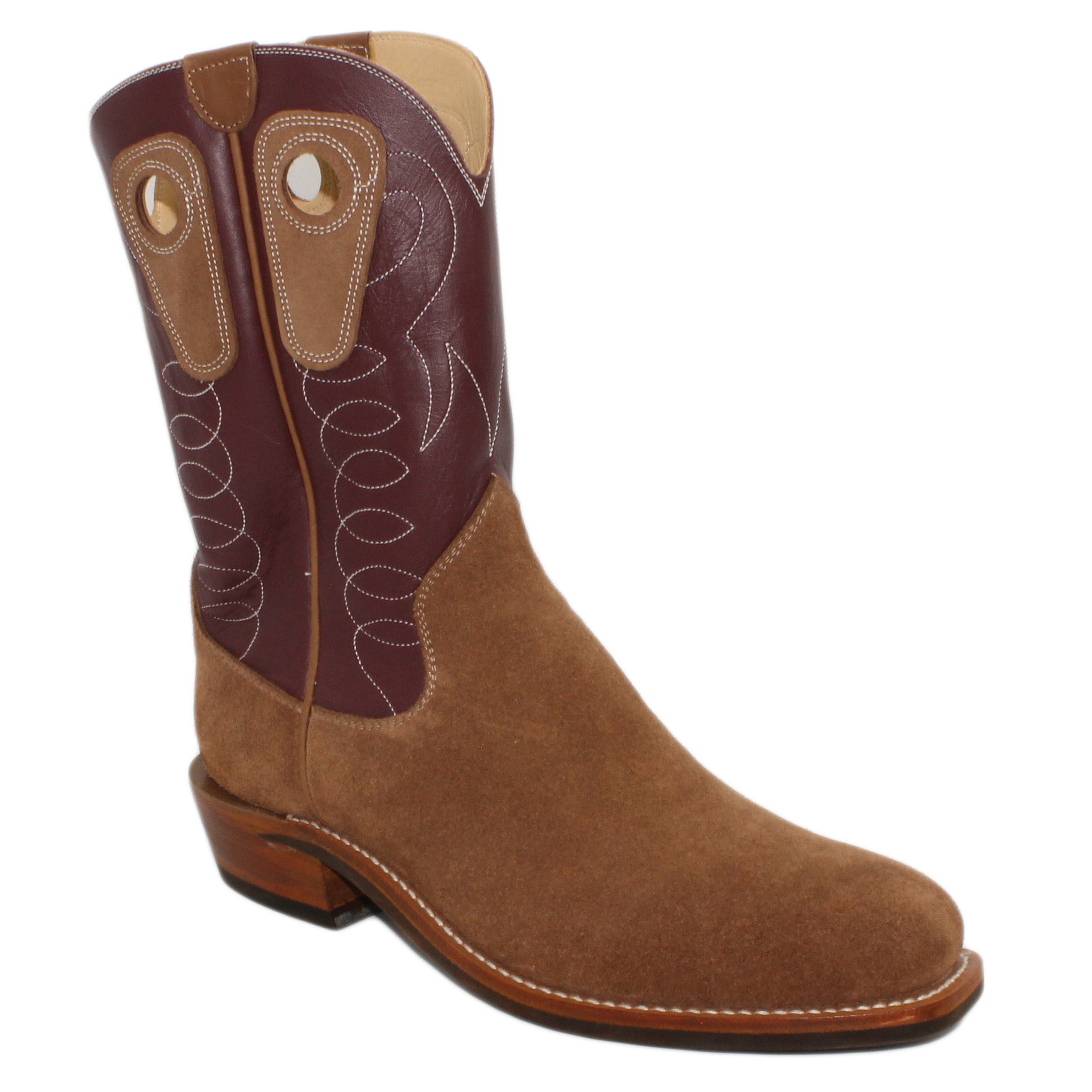 12" Wine Upper w/ Loops Stitching
Saddle Timberjack Rough Out Steer Vamp
Regular French Square Toe
Slightly Tapered Heel