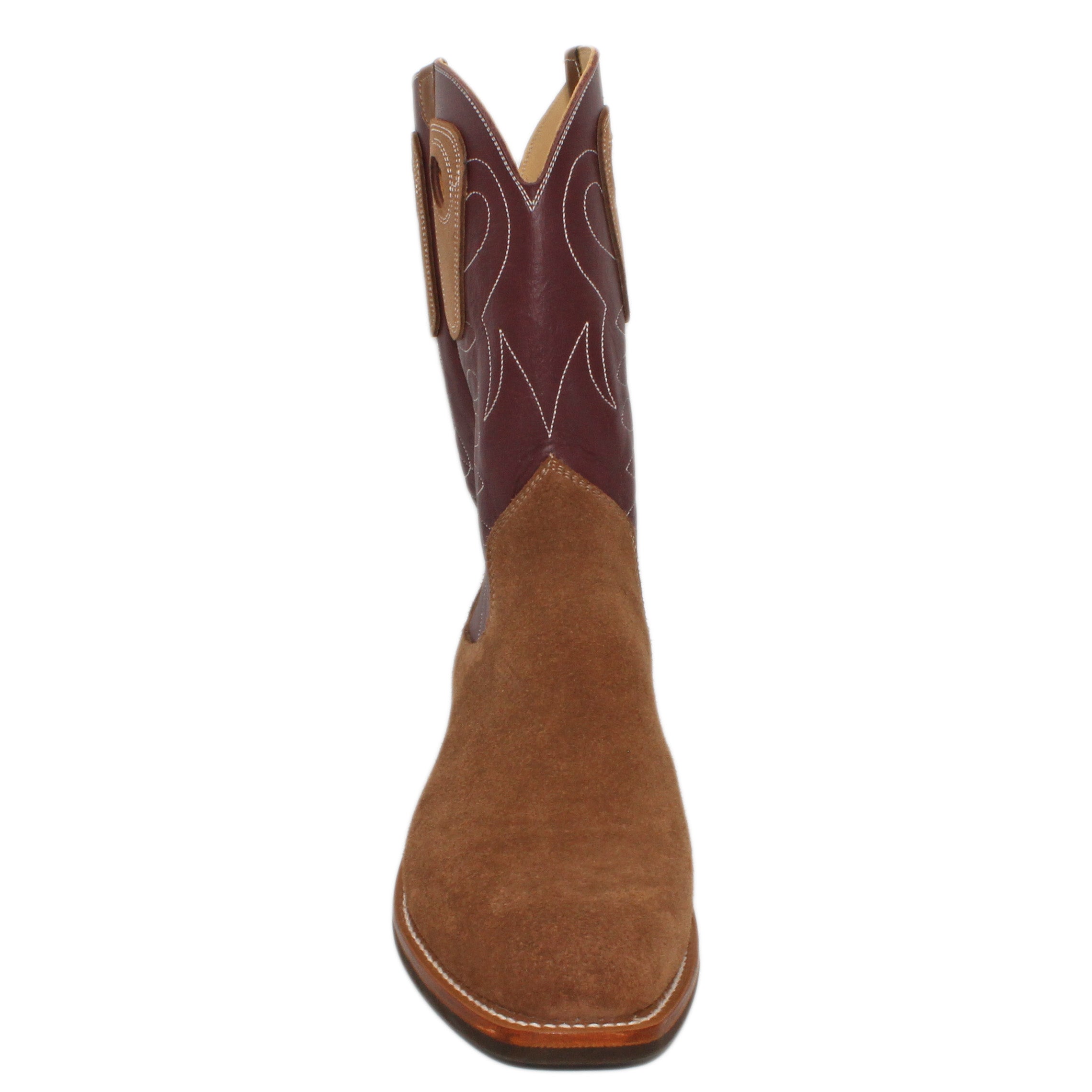 12" Wine Upper w/ Loops Stitching
Saddle Timberjack Rough Out Steer Vamp
Regular French Square Toe
Slightly Tapered Heel