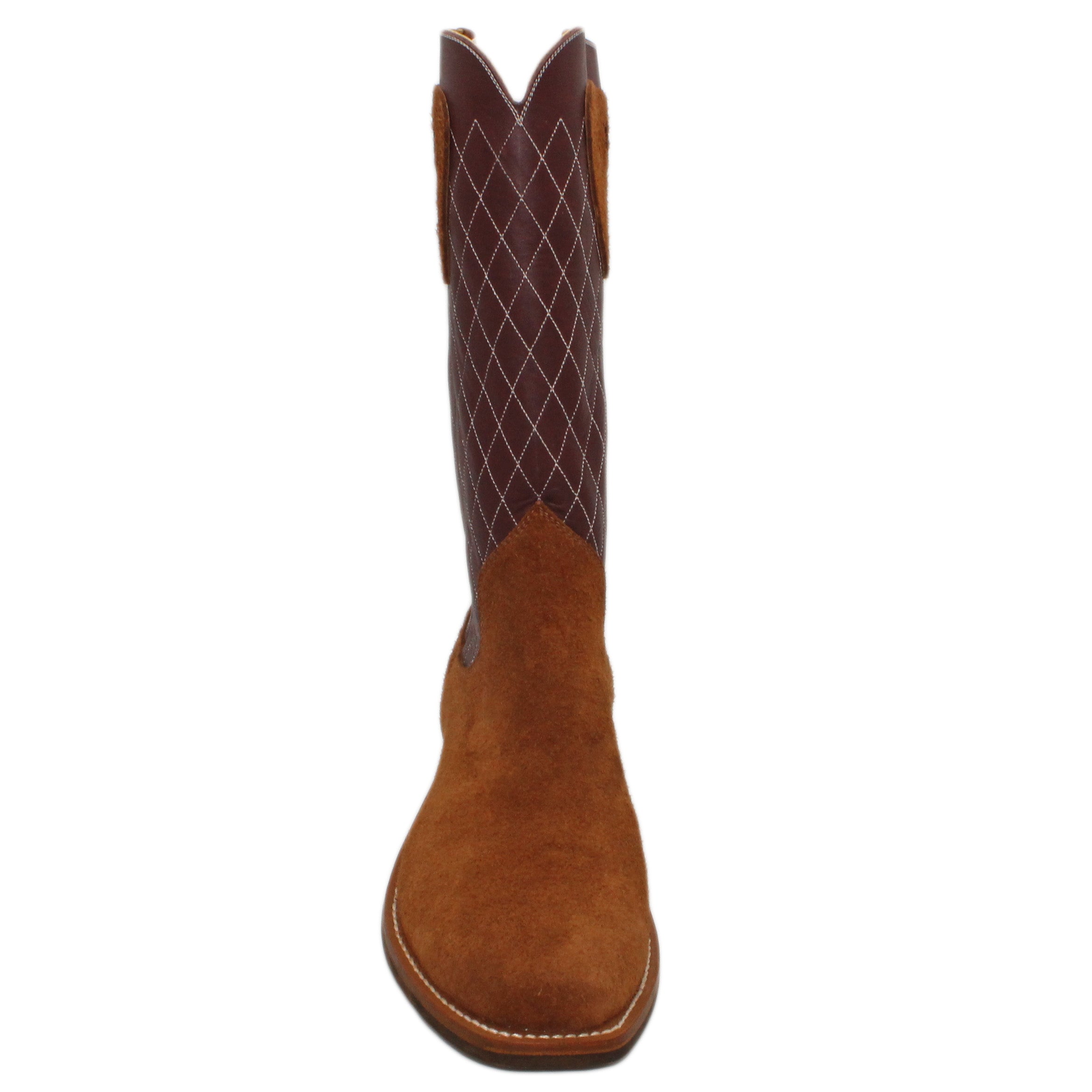 14" Wine upper w/ Diamond Stitching
Tan Timberjack Rough Out Steer Vamp
Regular Forties Square Toe
Slightly Tapered Heel