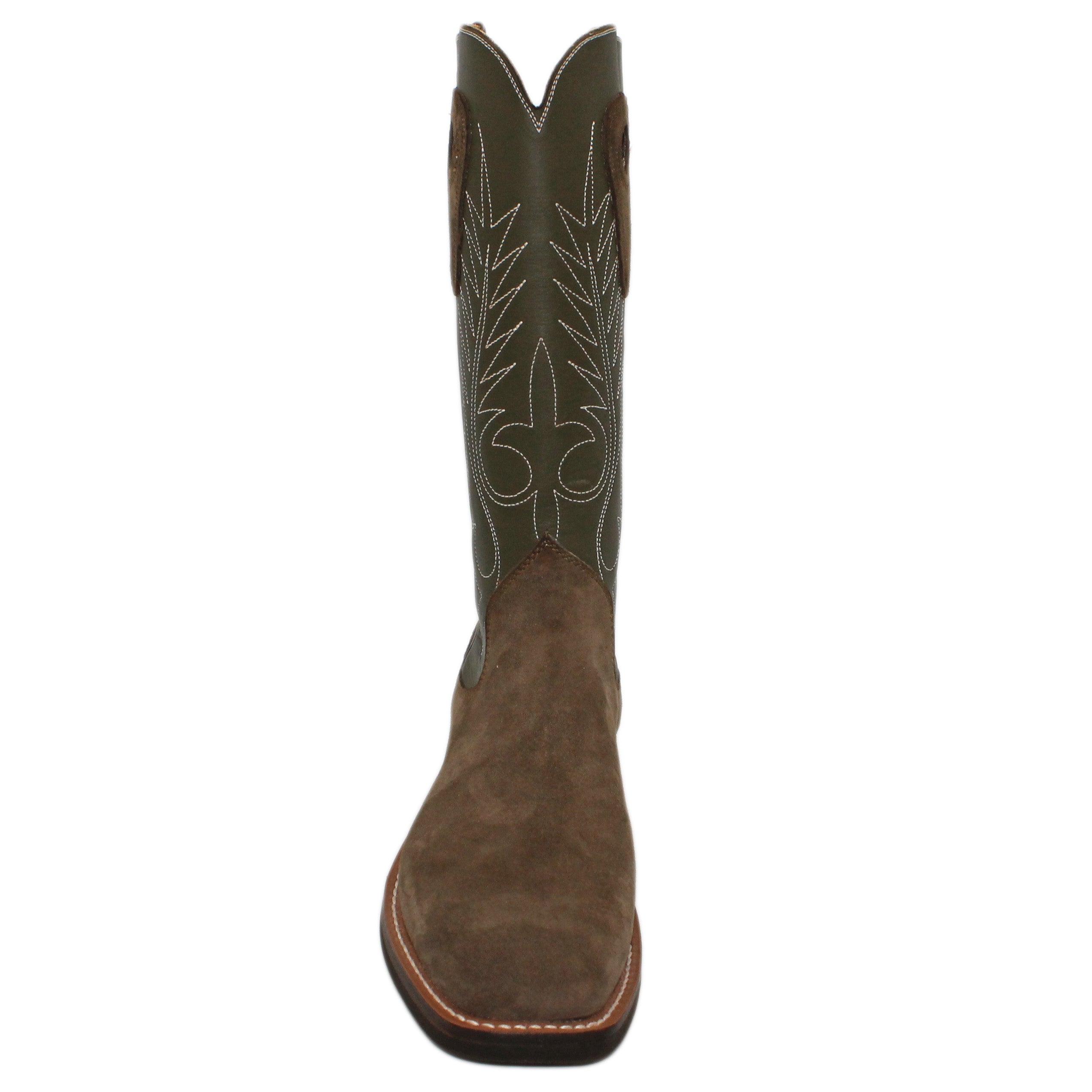 14" Forest upper w/ Beck Classic Stitching
Gunsmoke Pig Vamp
Wide French Square Toe
Slightly Tapered Heel