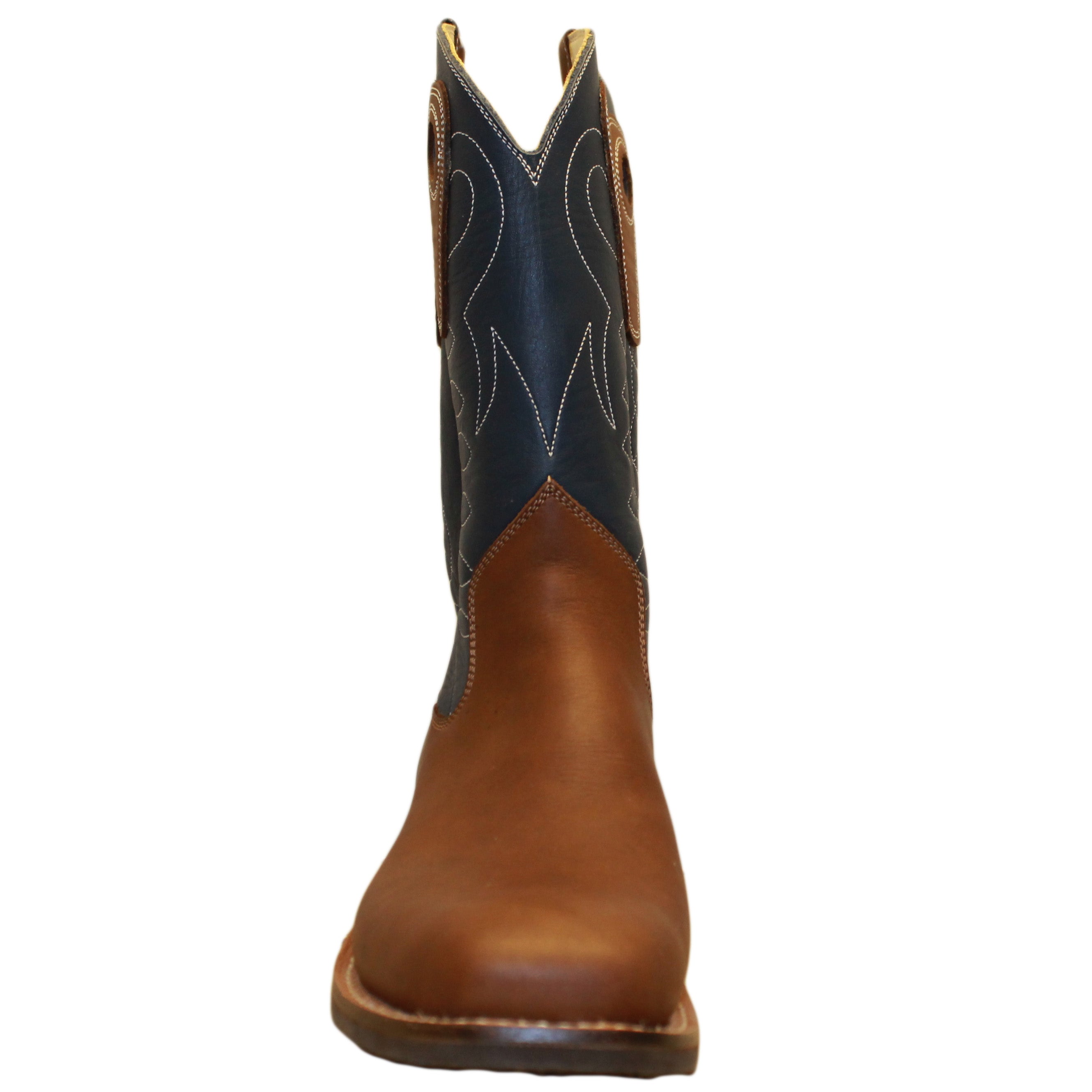 12" Blue Upper w/ Loops Stitching
Saddle Timberjack Steer Vamp
Wide French Square Toe
Slightly Tapered Heel