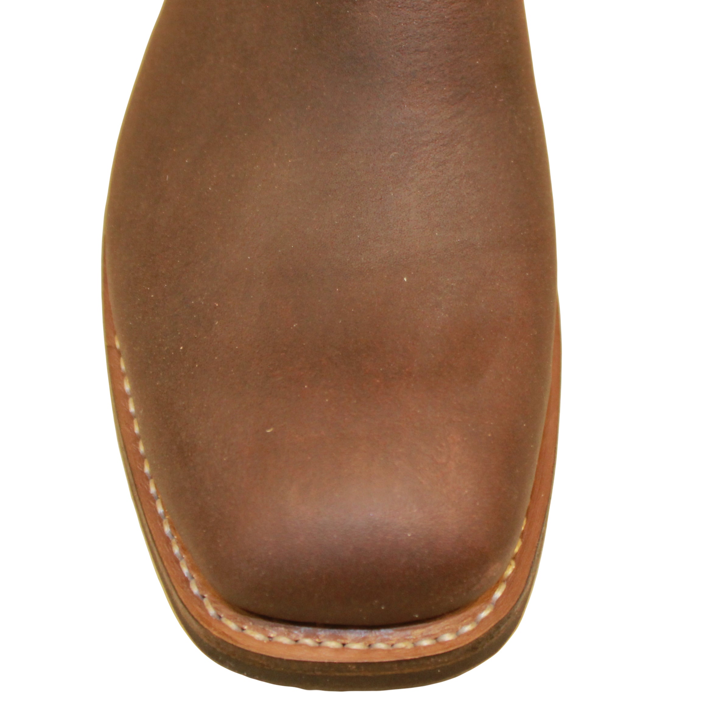 12" Blue Upper w/ Loops Stitching
Brown Timberjack Steer Vamp
Wide French Square Toe
Block Heel