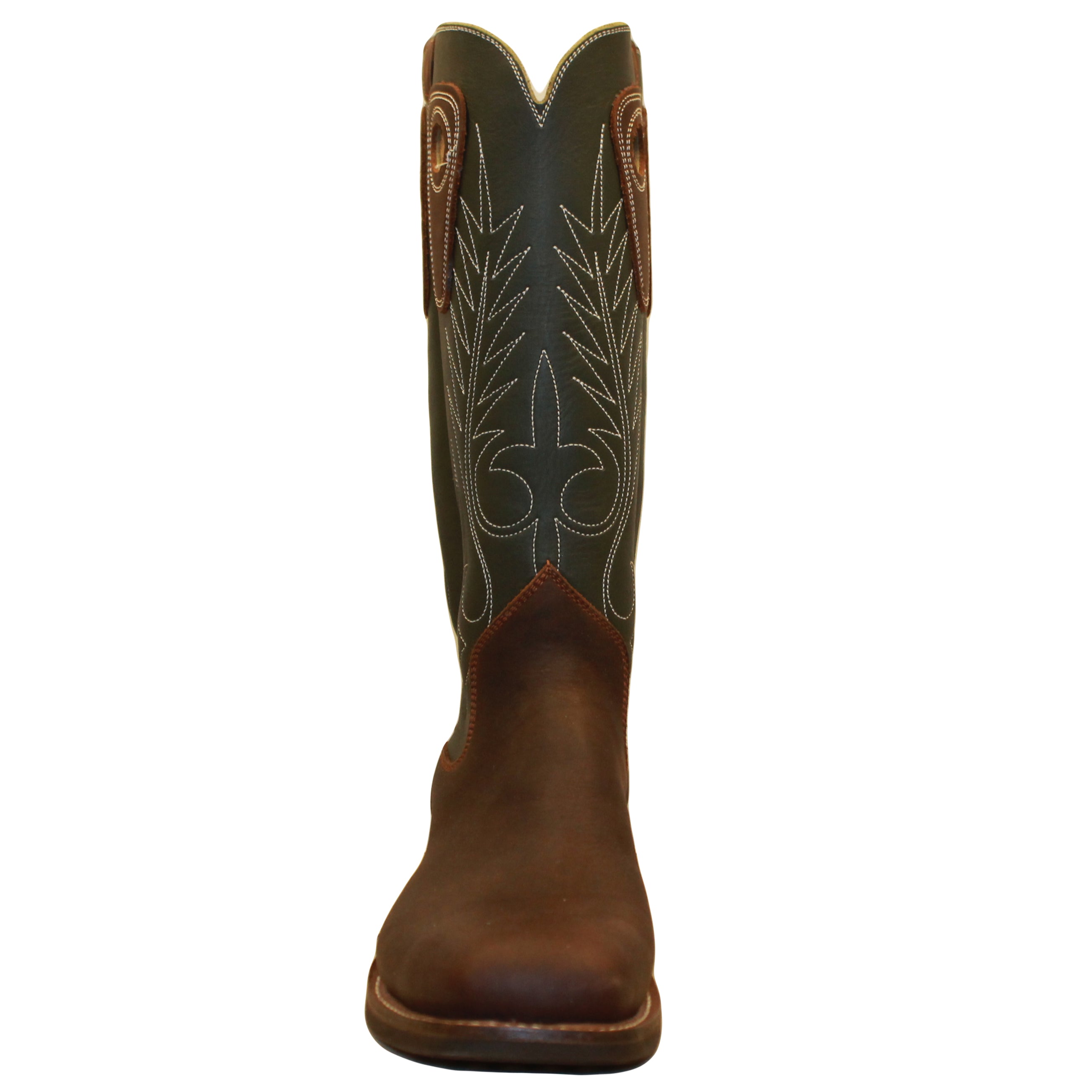 14" Forest Upper w/ Beck Classic Stitching
Brown Timberjack Steer Vamp
Wide French Square Toe
Slightly Tapered Heel
